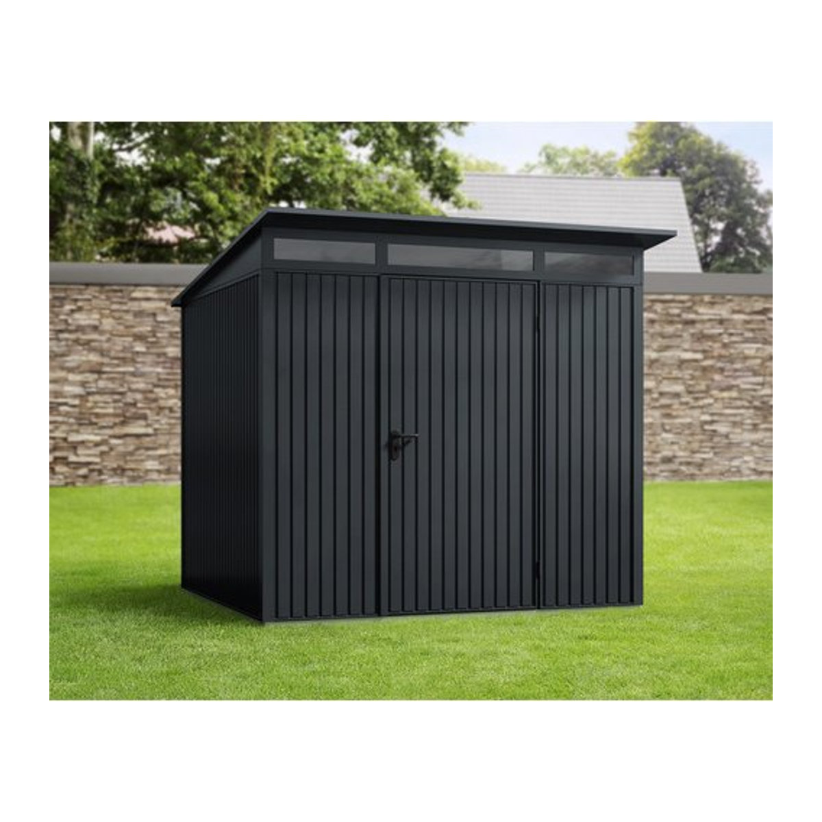 Hörmann Ecostar Metall-Gerätehaus Trend mit Pultdach in Anthrazitgrau, B/H/T: 248 x 283,4 x 232,3 cm - Bild 1