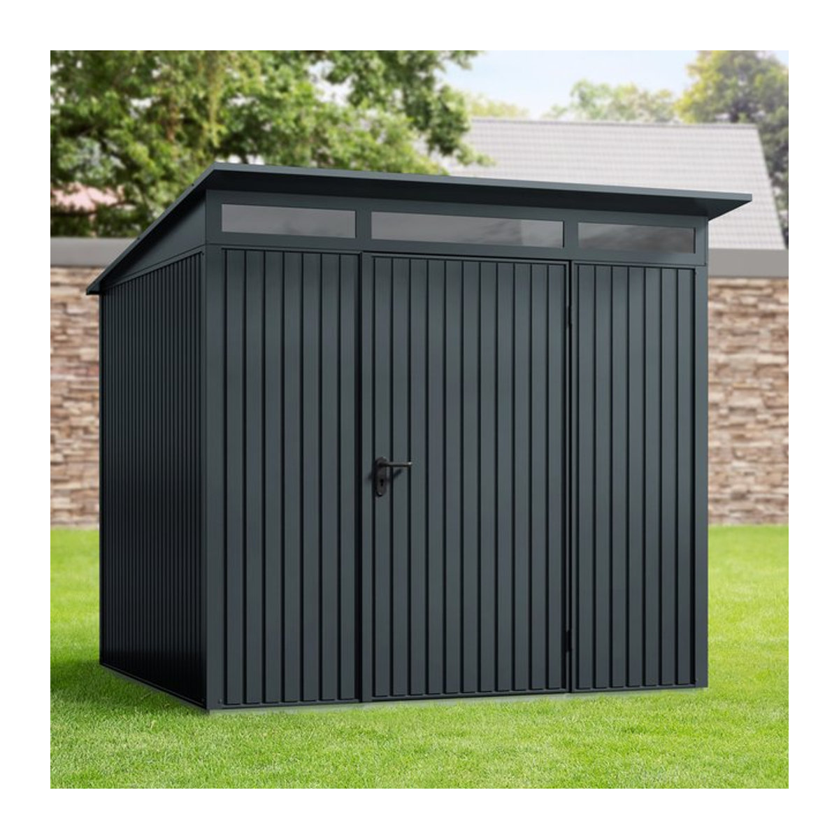 Hörmann Ecostar Metall-Gerätehaus Trend mit Pultdach in Anthrazitgrau, B/H/T: 248 x 283,4 x 232,3 cm - Bild 3