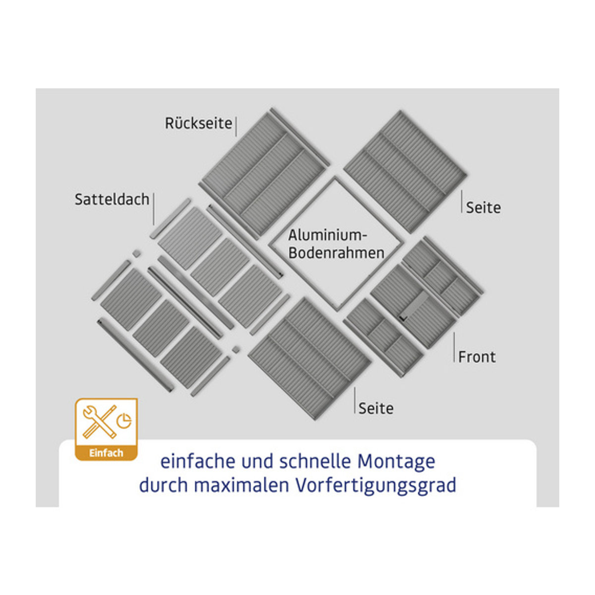 Hörmann Ecostar Metall-Gerätehaus Trend mit Satteldach in Anthrazitgrau, B/H/T: 258,8 x 216 x 248 cm - Bild 4