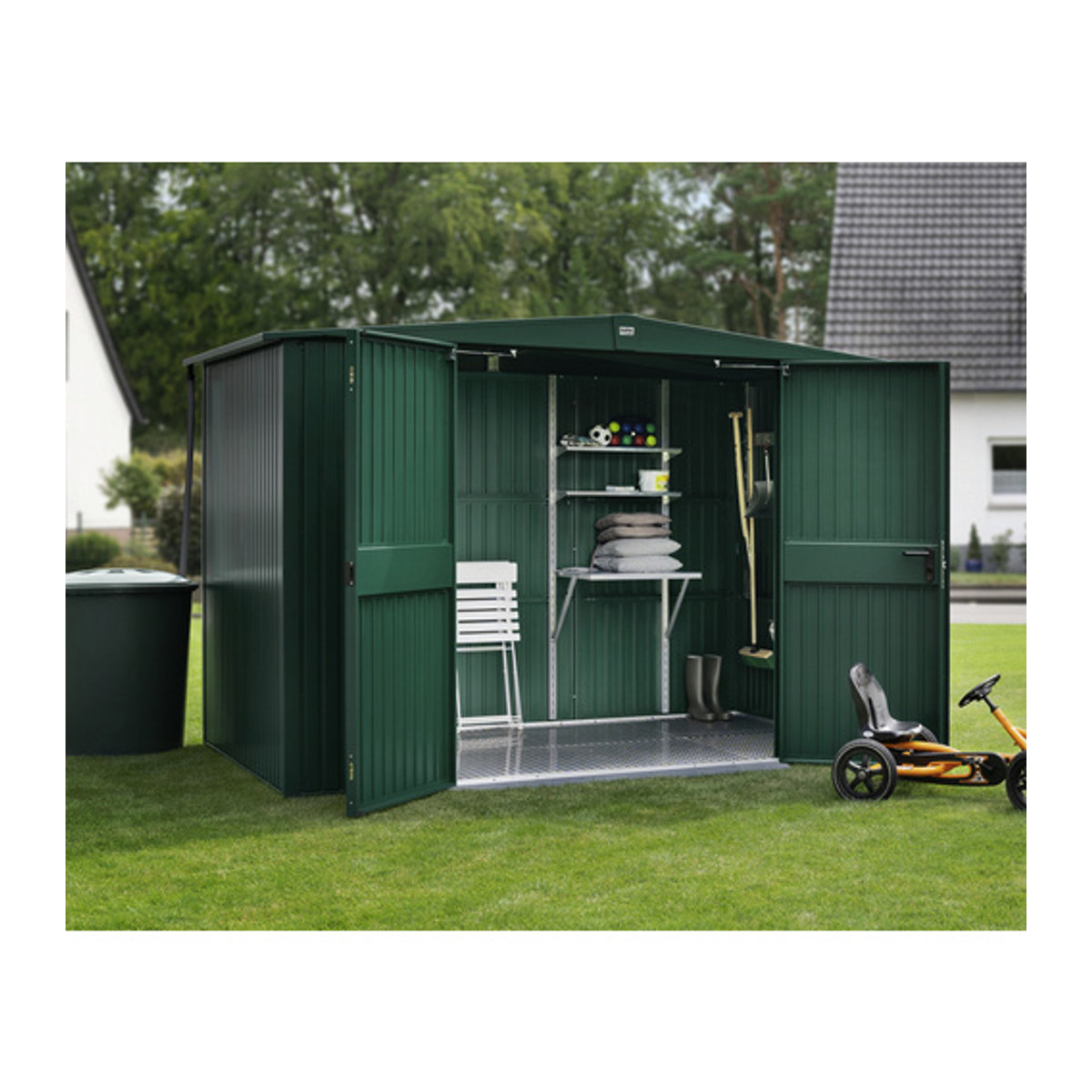Hörmann Ecostar Metall-Gerätehaus Trend mit Satteldach in Grün, B/H/T: 324 x 219,4 x 247,7 cm - Bild 2