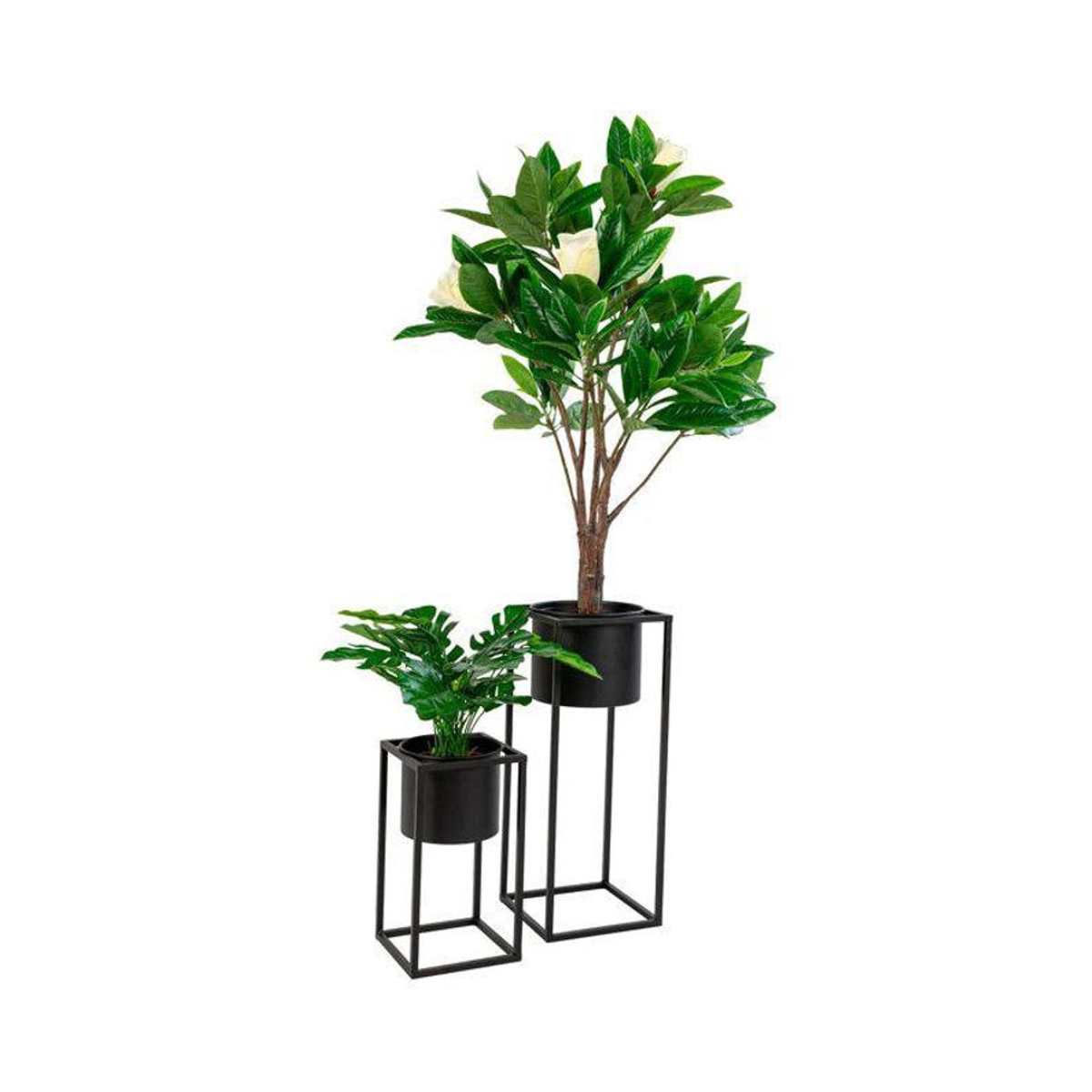 House Nordic Blumentöpfe Lena Schwarz 2er Set aus Metall im skandinavischen Design - Bild 2