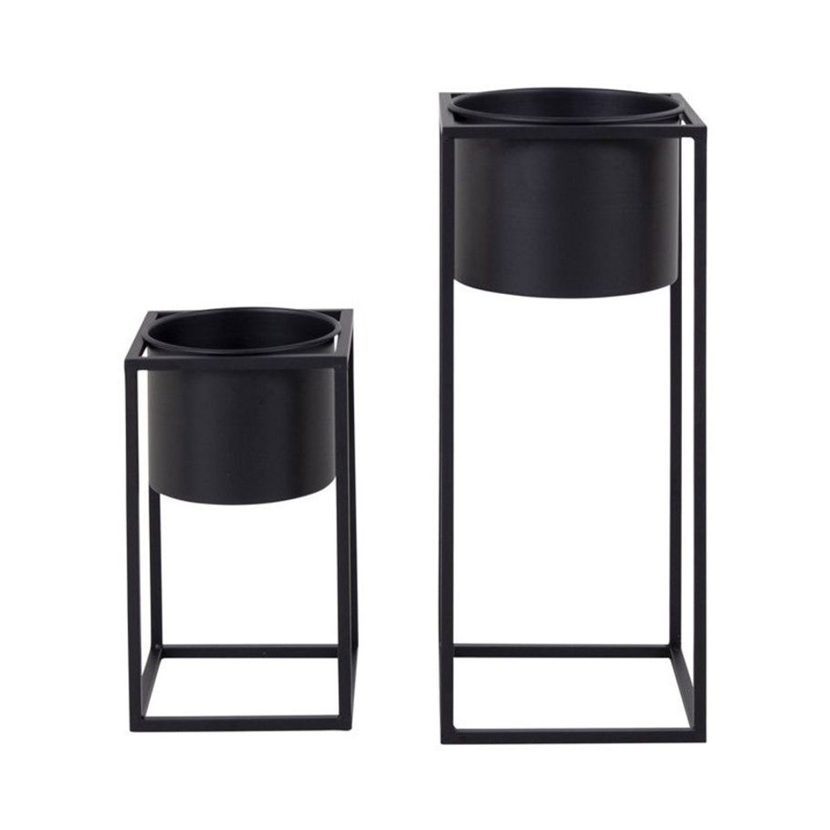 House Nordic Blumentöpfe Lena Schwarz 2er Set aus Metall im skandinavischen Design - Bild 3