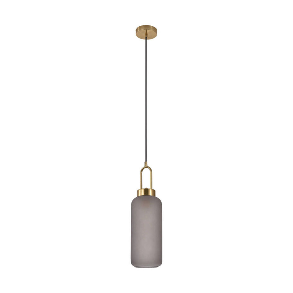 House Nordic Pendelleuchte in modernem skandinavischem Design aus Messing und grauem Rauchglas, Durchmesser: 13 cm, Höhe: 150 cm - Bild 2