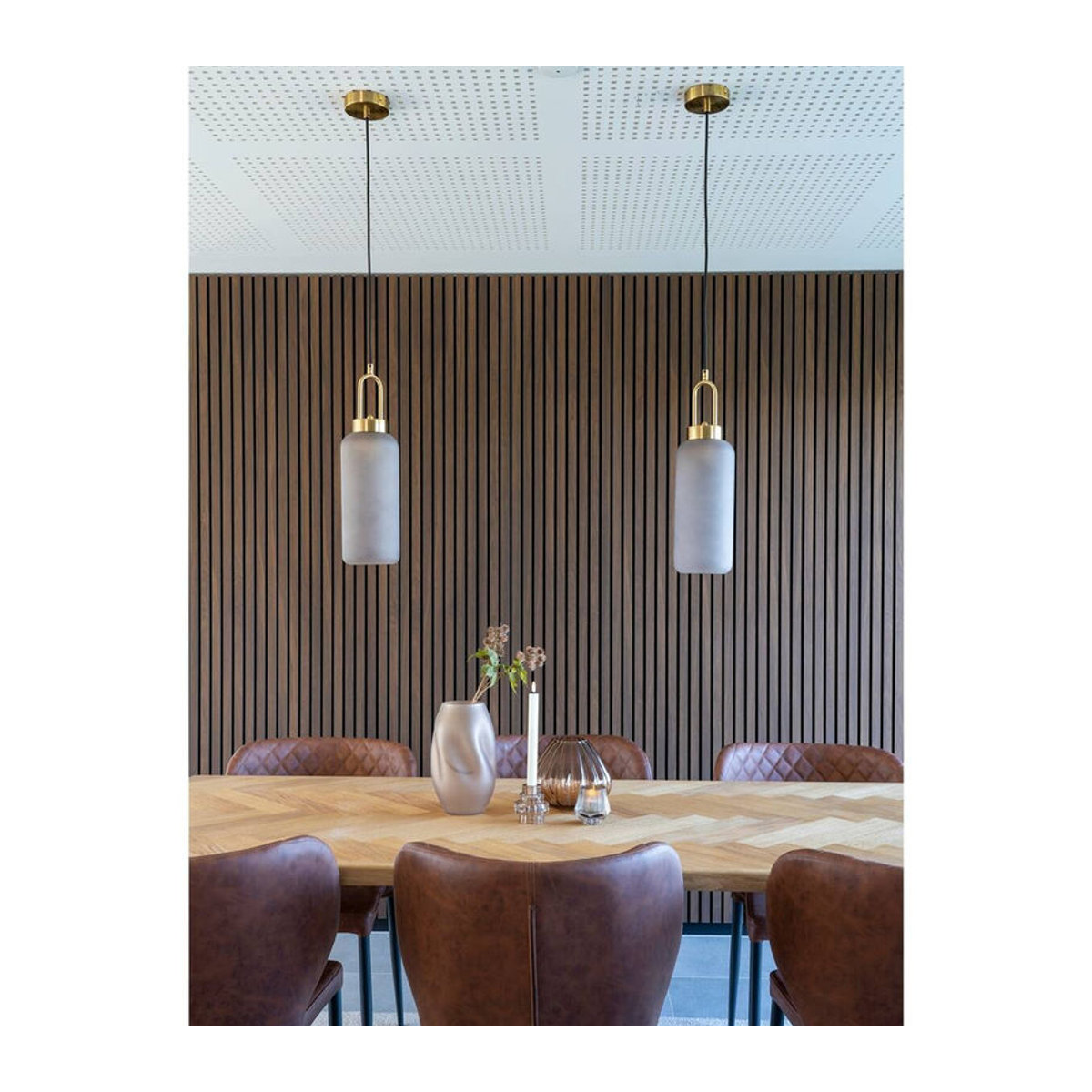 House Nordic Pendelleuchte in modernem skandinavischem Design aus Messing und grauem Rauchglas, Durchmesser: 13 cm, Höhe: 150 cm - Bild 3