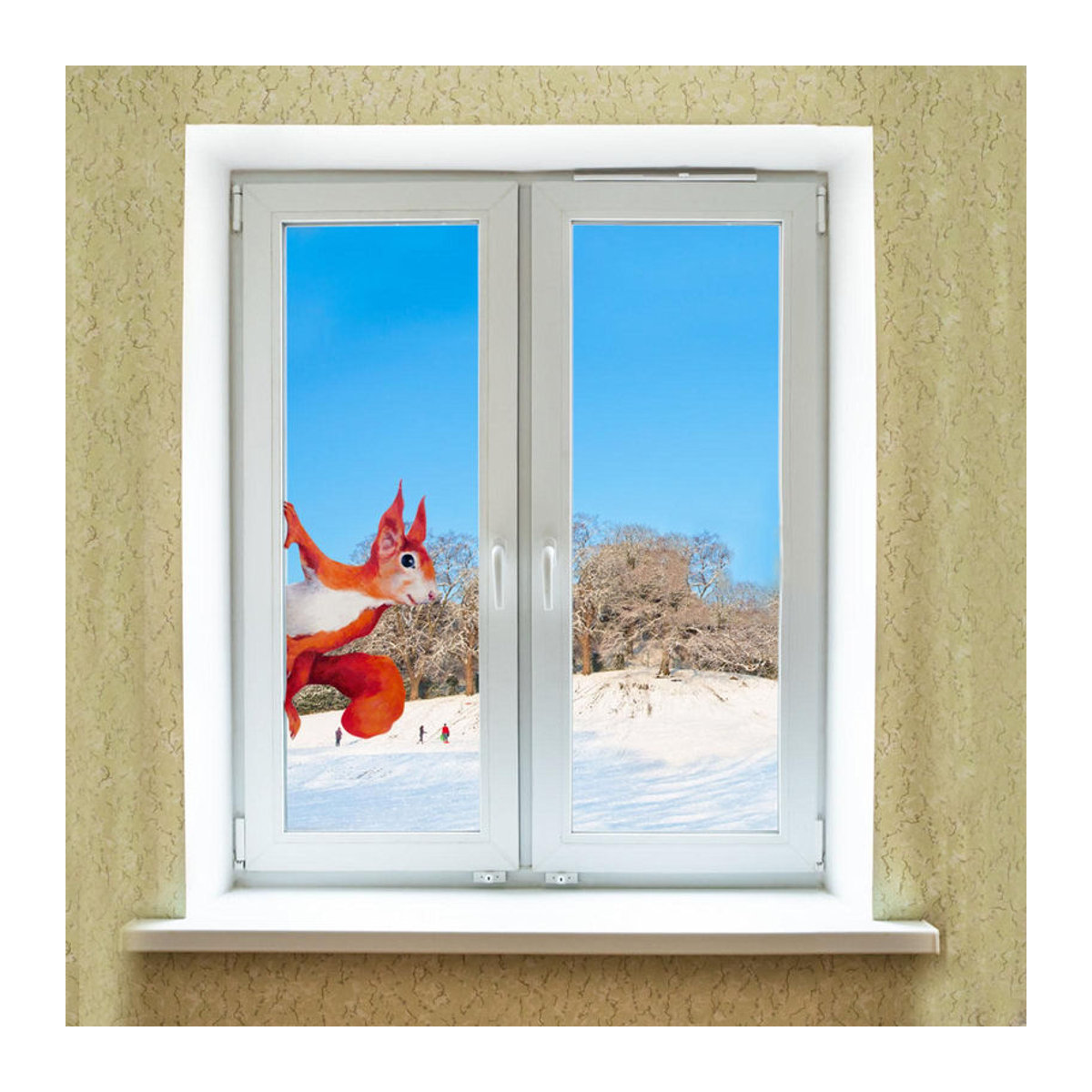 Houspace Peeping Squirrel Wandaufkleber aus Kunststoff in Rot und Orange für Wand und Fenster - Bild 3
