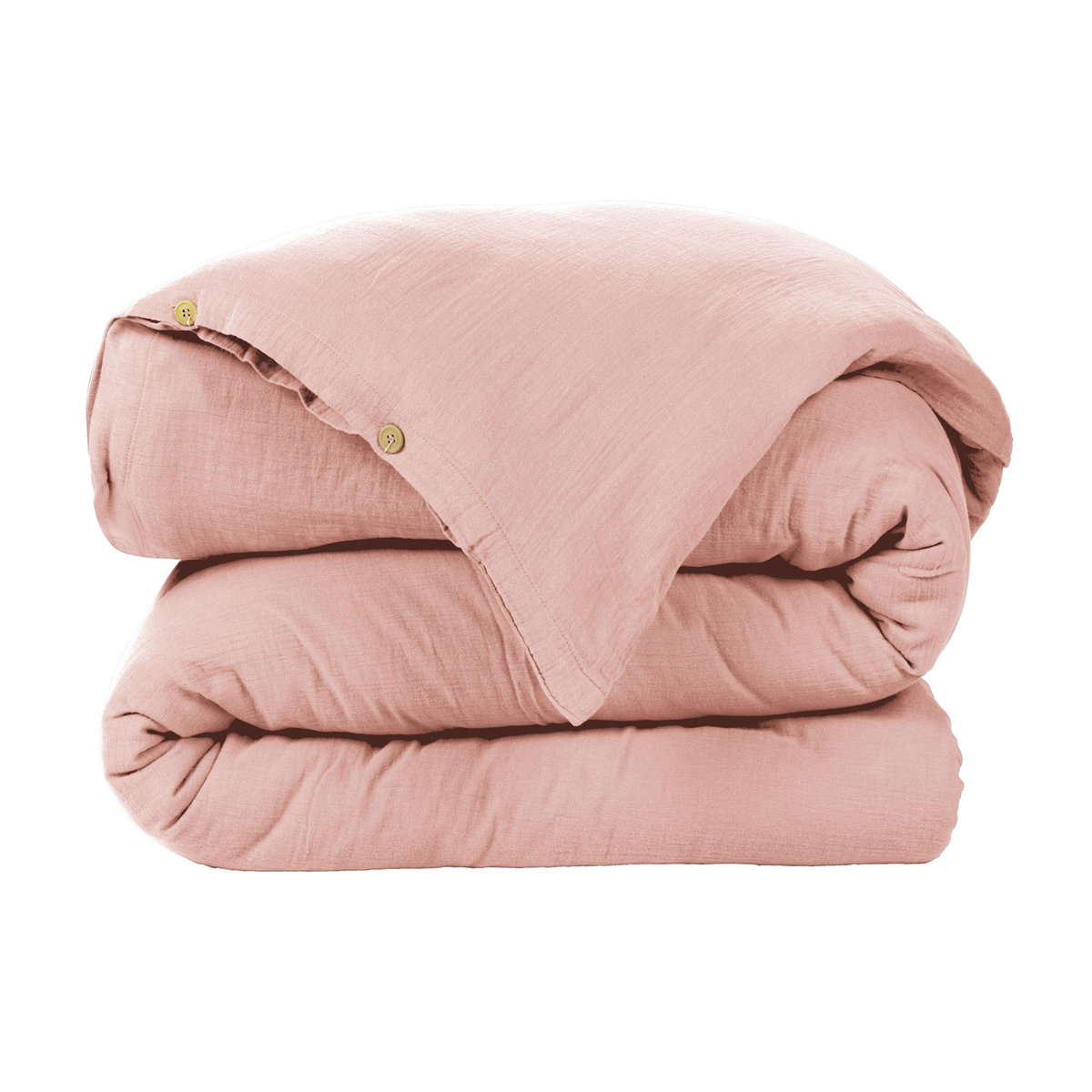 Housse De Rêve Bettbezug aus Baumwollgaze in Rosa mit Holzknöpfen, B/H: 220 x 240 cm - Bild 2
