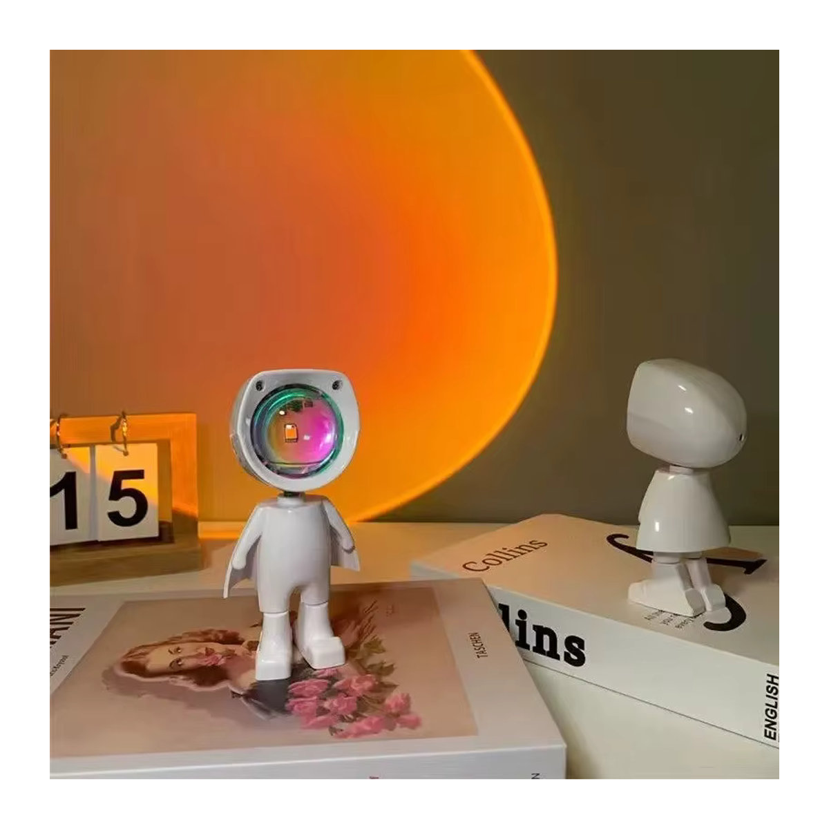 HPH Astronaut LED Nachtlicht mit 7 Farben und 360 Grad Drehung für Sonnenuntergang und Regenbogen Projektion, wiederaufladbar, bunt - Bild 5