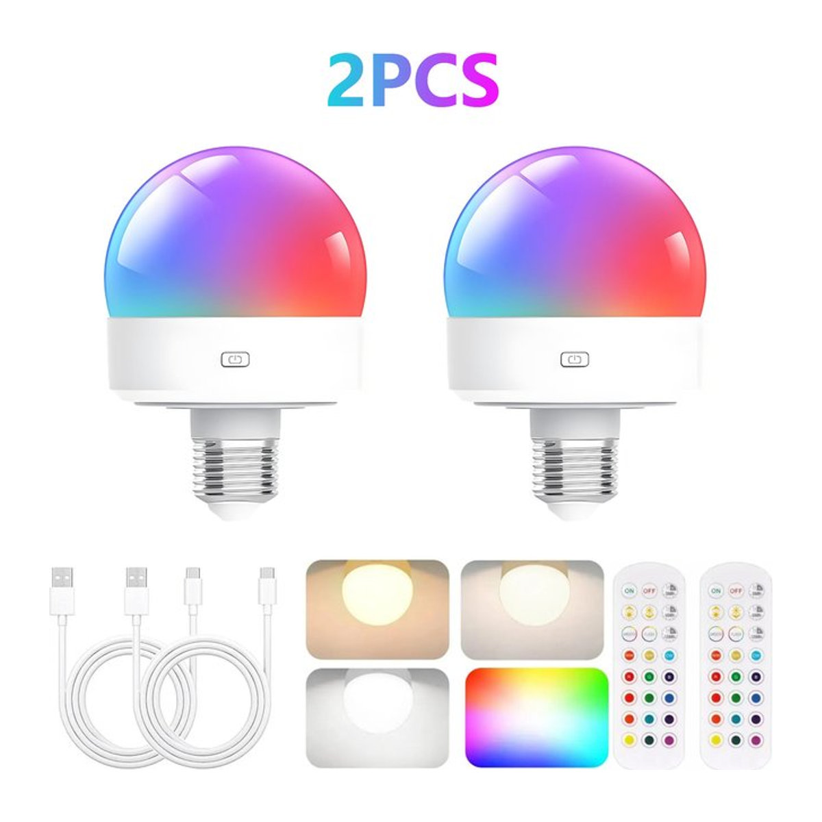 HPH Smart-Lampe LED Set mit 2 Stück, bunt, minimalistisches Design, dimmbar und ferngesteuert - Bild 1