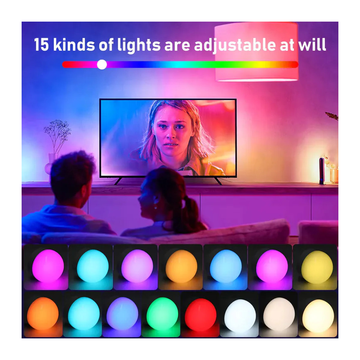 HPH Smart-Lampe LED Set mit 2 Stück, bunt, minimalistisches Design, dimmbar und ferngesteuert - Bild 5