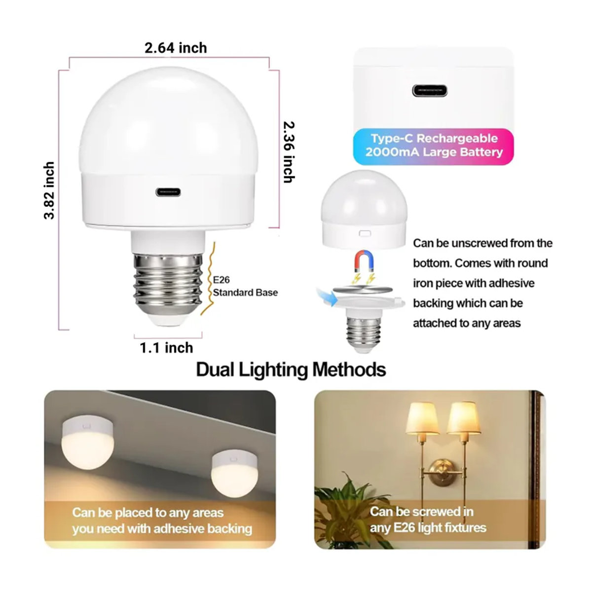 HPH Smart-Lampe LED Set mit 2 Stück, bunt, minimalistisches Design, dimmbar und ferngesteuert - Bild 6