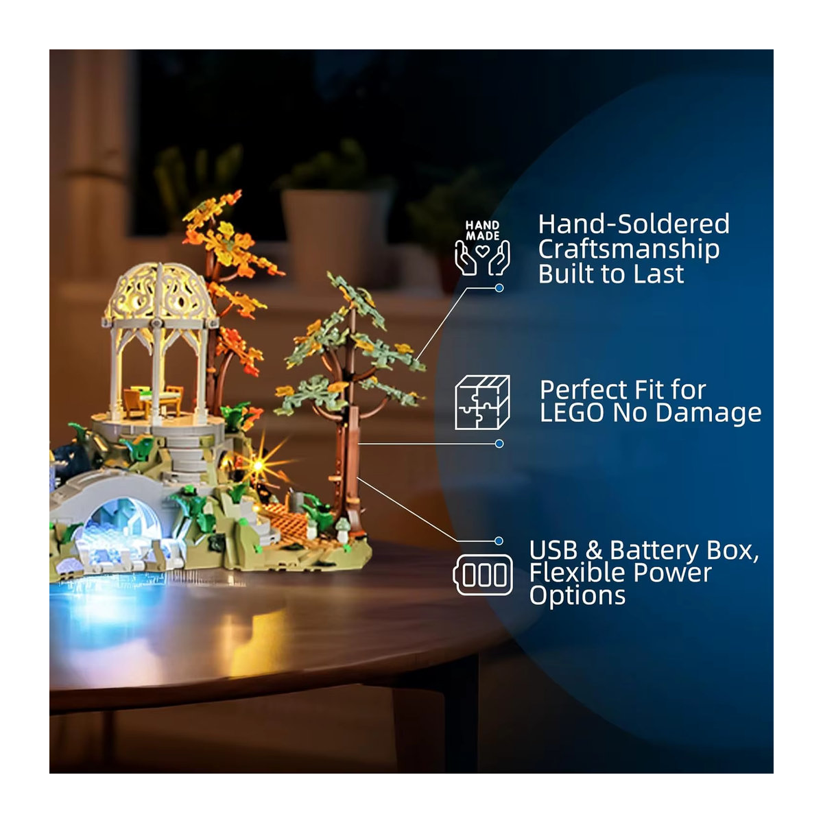 HPROSPER LED-Licht für LEGO Icons 10316 Der Herr der Ringe Rivendell, dekorative Lampe in Weiß mit Batteriekasten - Bild 5