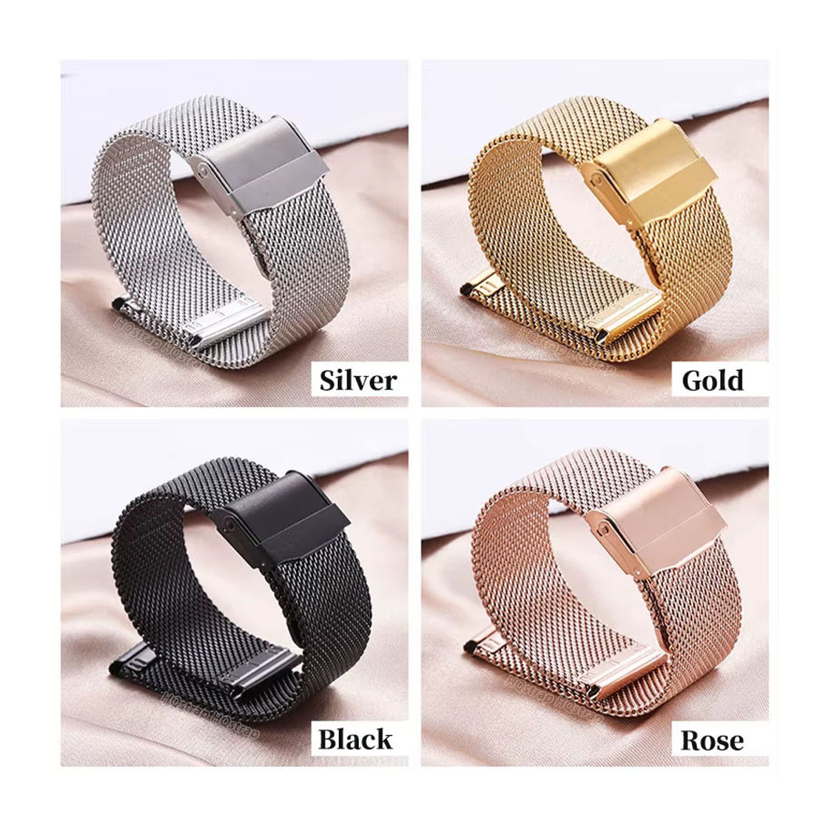 HQstrap Universal Mesh Armband aus Edelstahl mit Schnellverschluss in Silber - Bild 2