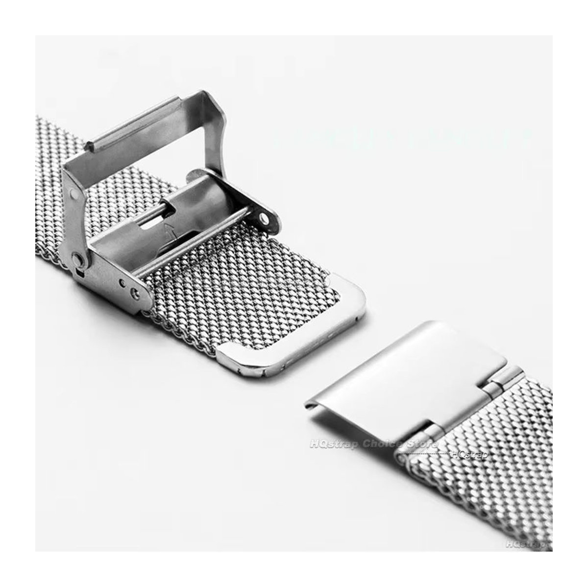 HQstrap Universal Mesh Armband aus Edelstahl mit Schnellverschluss in Silber - Bild 4