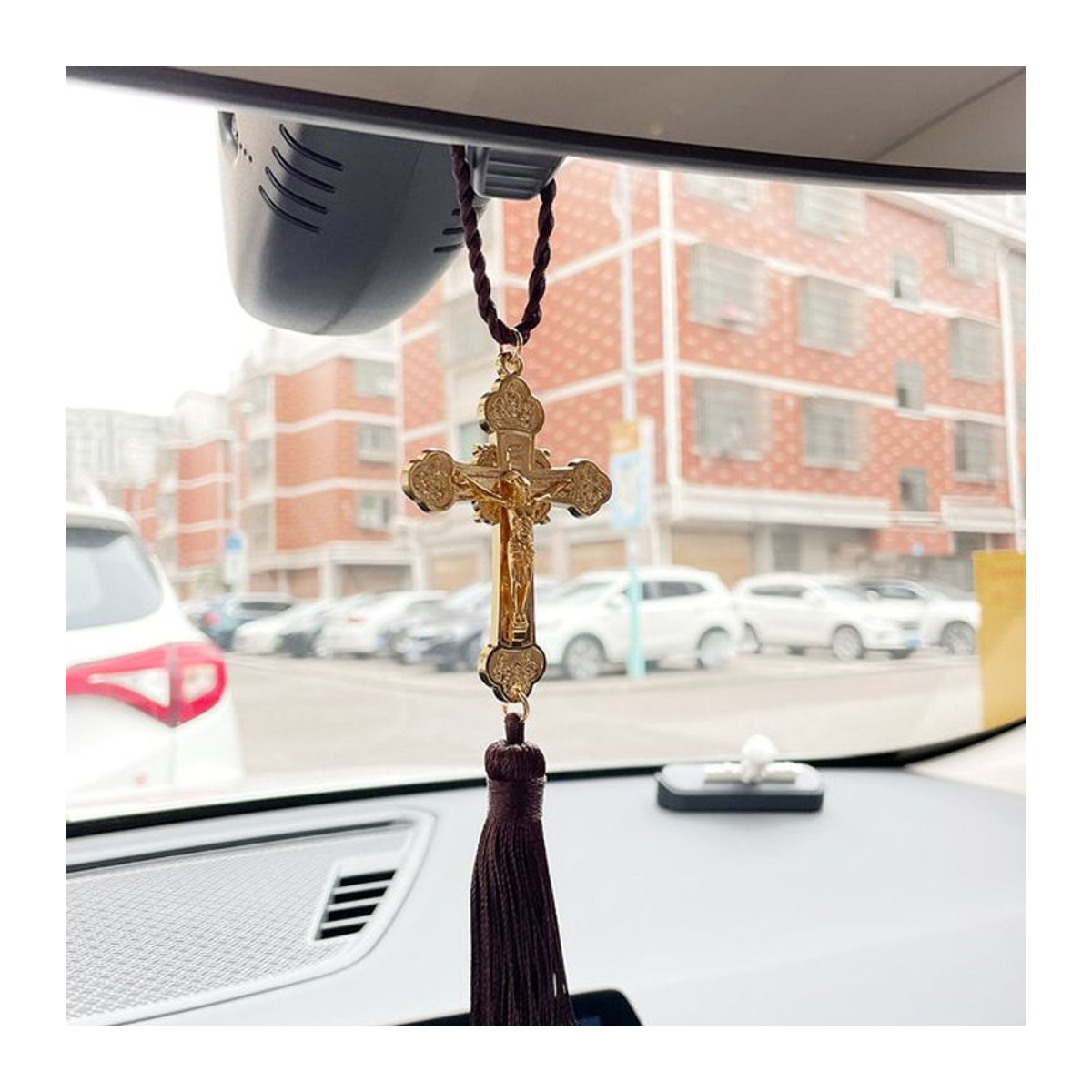 HTISOK Orthodoxes Kreuz Jesus Anhänger in Gold aus Metall als religiöse Dekoration - Bild 1