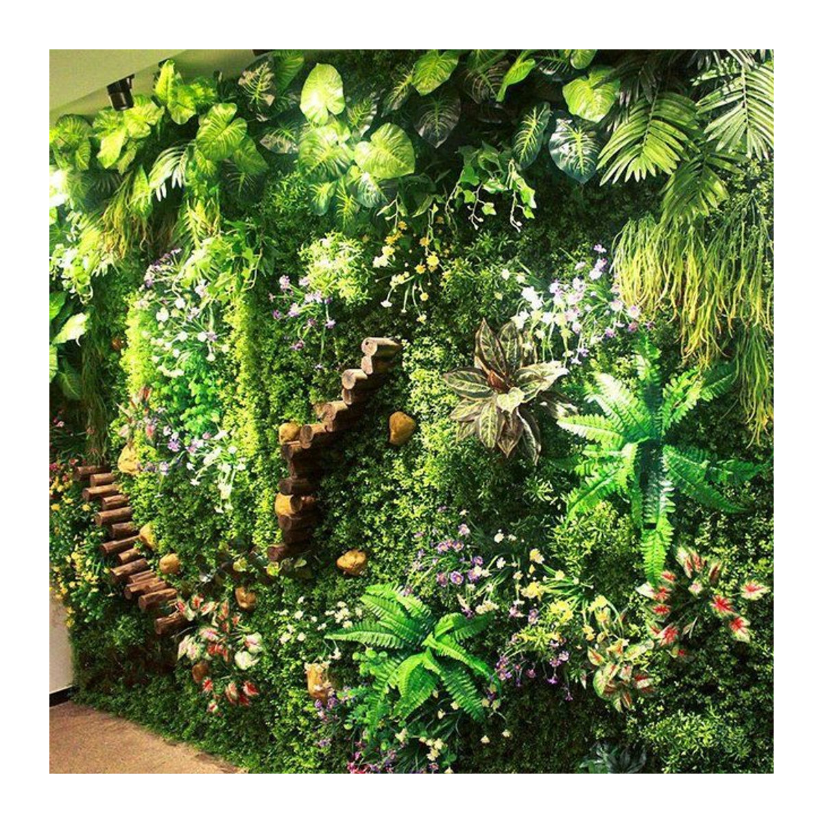 HUA TIAN Künstliches Wandpaneel mit grüner Pflanzen-Dekoration für Hochzeiten und Wandmontage, B/H: 60 x 60 cm - Bild 1