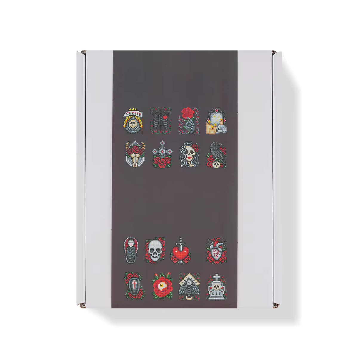 Huacan 16er Set Halloween Diamantgemälde mit Cartoon-Blumen, Totenköpfen und Porträts in Mehrfarbig, Rundes Mosaik zur Wandmontage oder Tischaufstellung - Bild 4