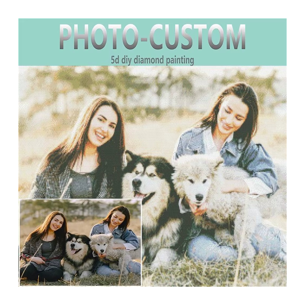 HUACAN 5D Diamant Malerei DIY Set mit Foto als personalisiertes Rundes Kristall Bild mit Strass für deine Wohnkultur, Durchmesser: 30,0 cm - Bild 4