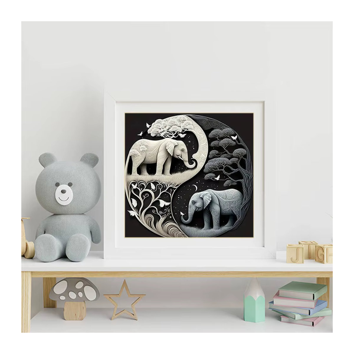 Huacan 5D Diamant-Malerei-Set Elefant Tai Chi Mosaik Wanddekoration mehrfarbig - Bild 3