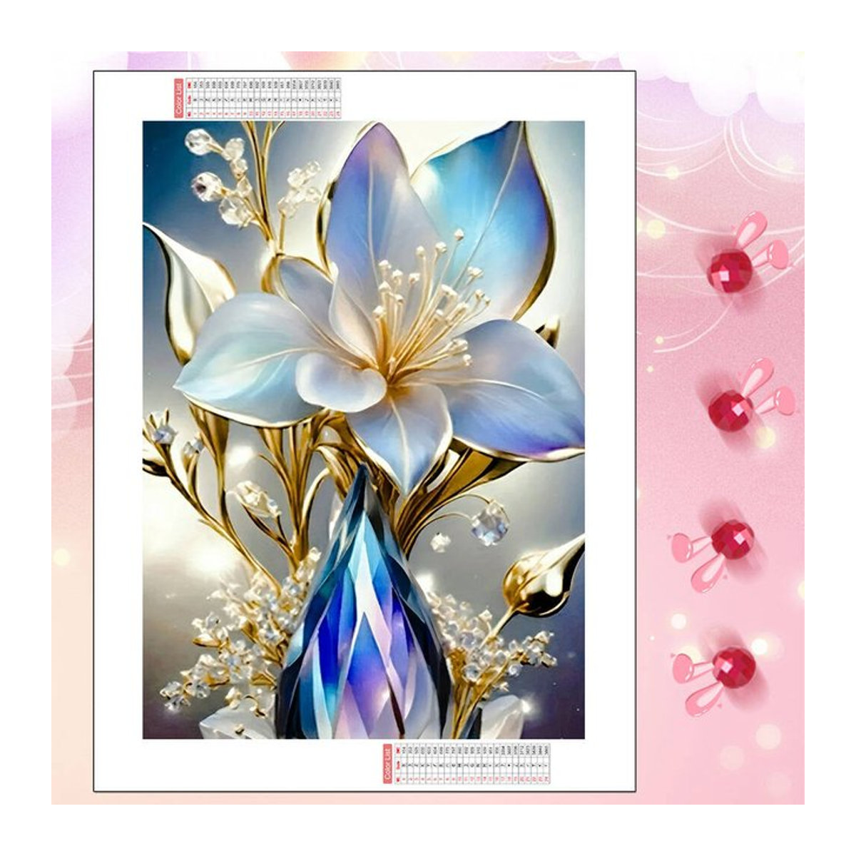 HUACAN 5D-Diamant-Malerei-Set Lilienblume, mehrfarbig, rund, Wandkunst für dein Zuhause - Bild 1