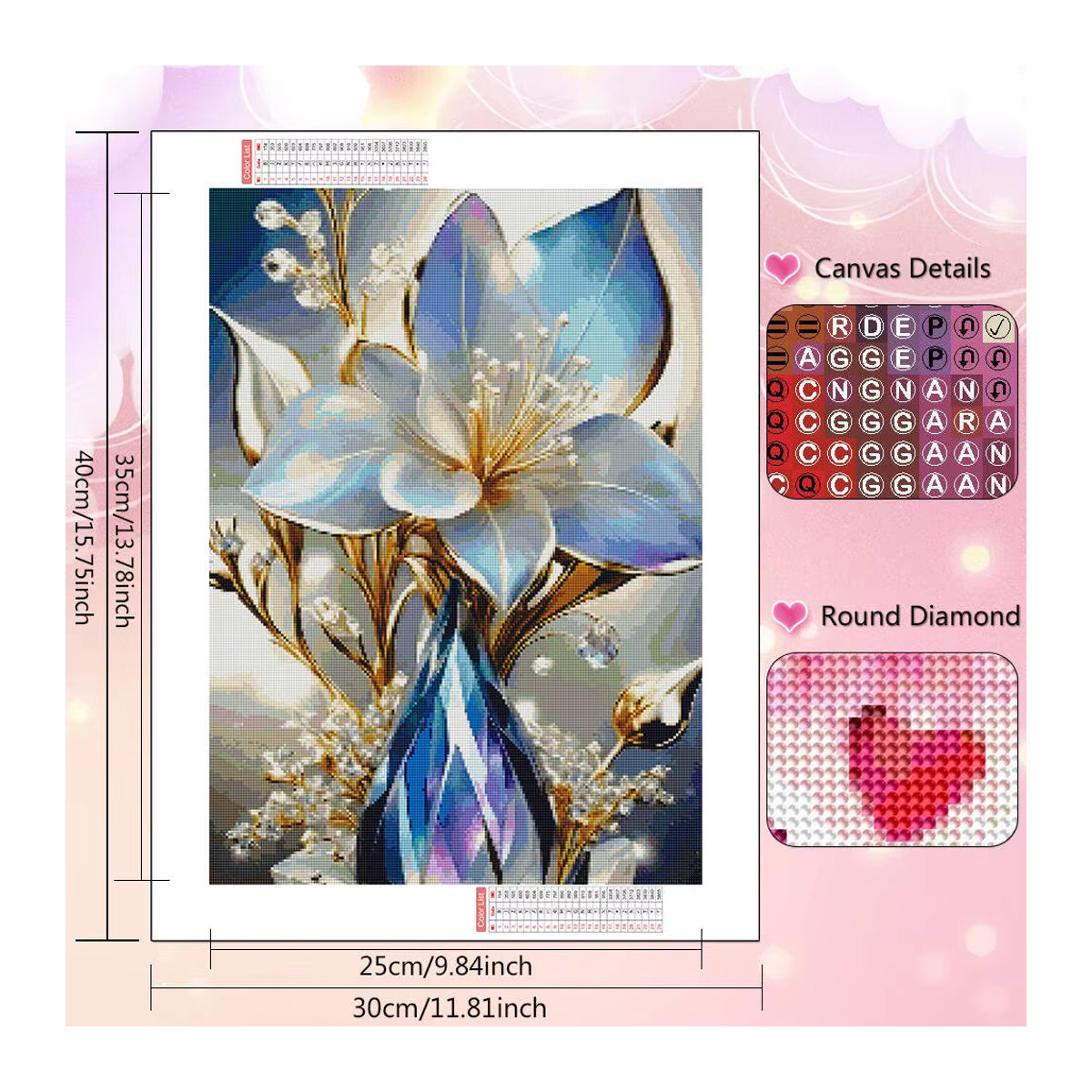 HUACAN 5D-Diamant-Malerei-Set Lilienblume, mehrfarbig, rund, Wandkunst für dein Zuhause - Bild 2