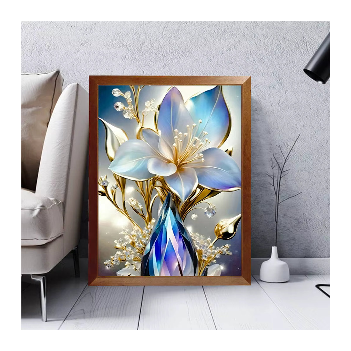 HUACAN 5D-Diamant-Malerei-Set Lilienblume, mehrfarbig, rund, Wandkunst für dein Zuhause - Bild 4