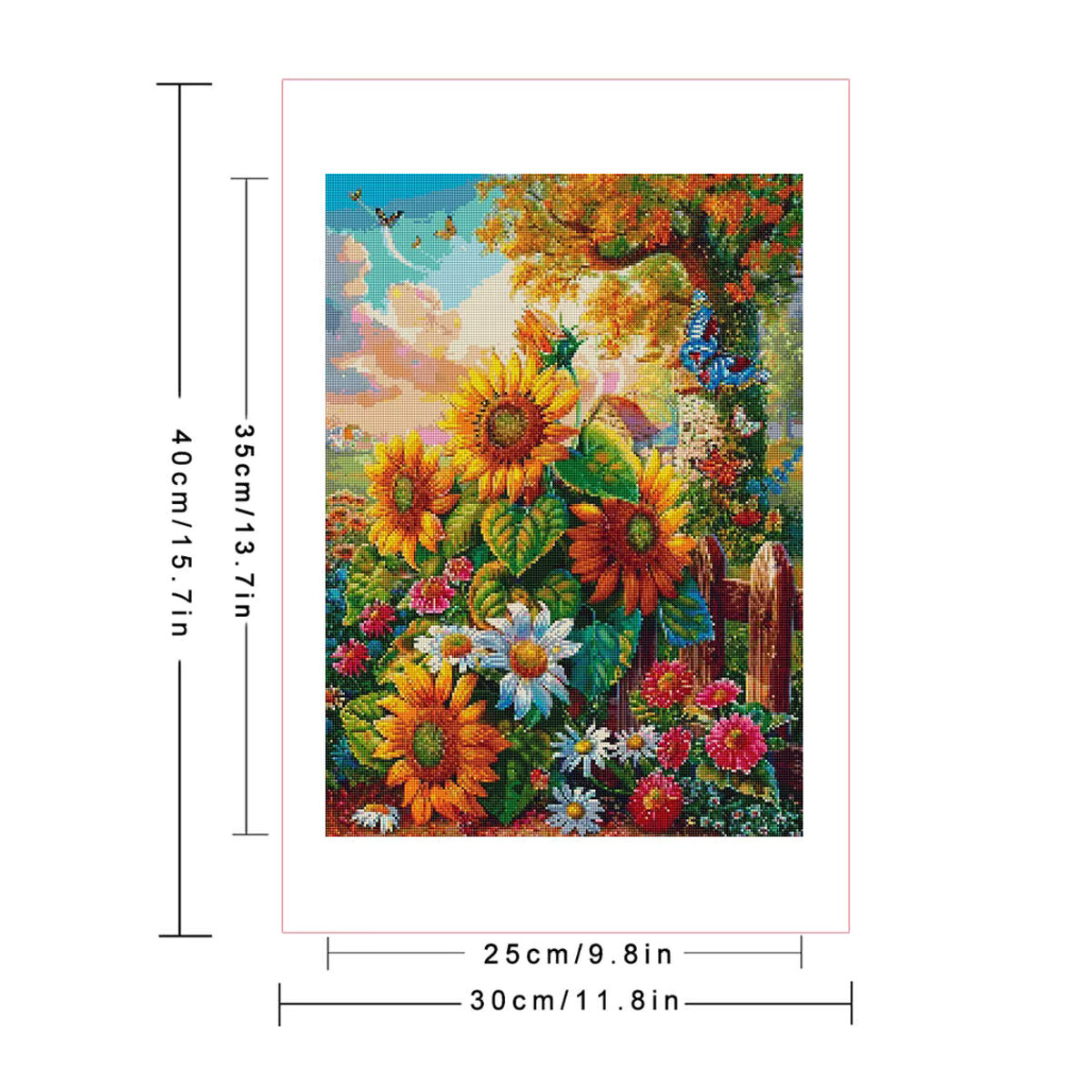 Huacan 5D Diamant-Malerei-Set mit Sonnenblumen und Schmetterlingen, Mehrfarbig, Wandmontiert - Bild 2