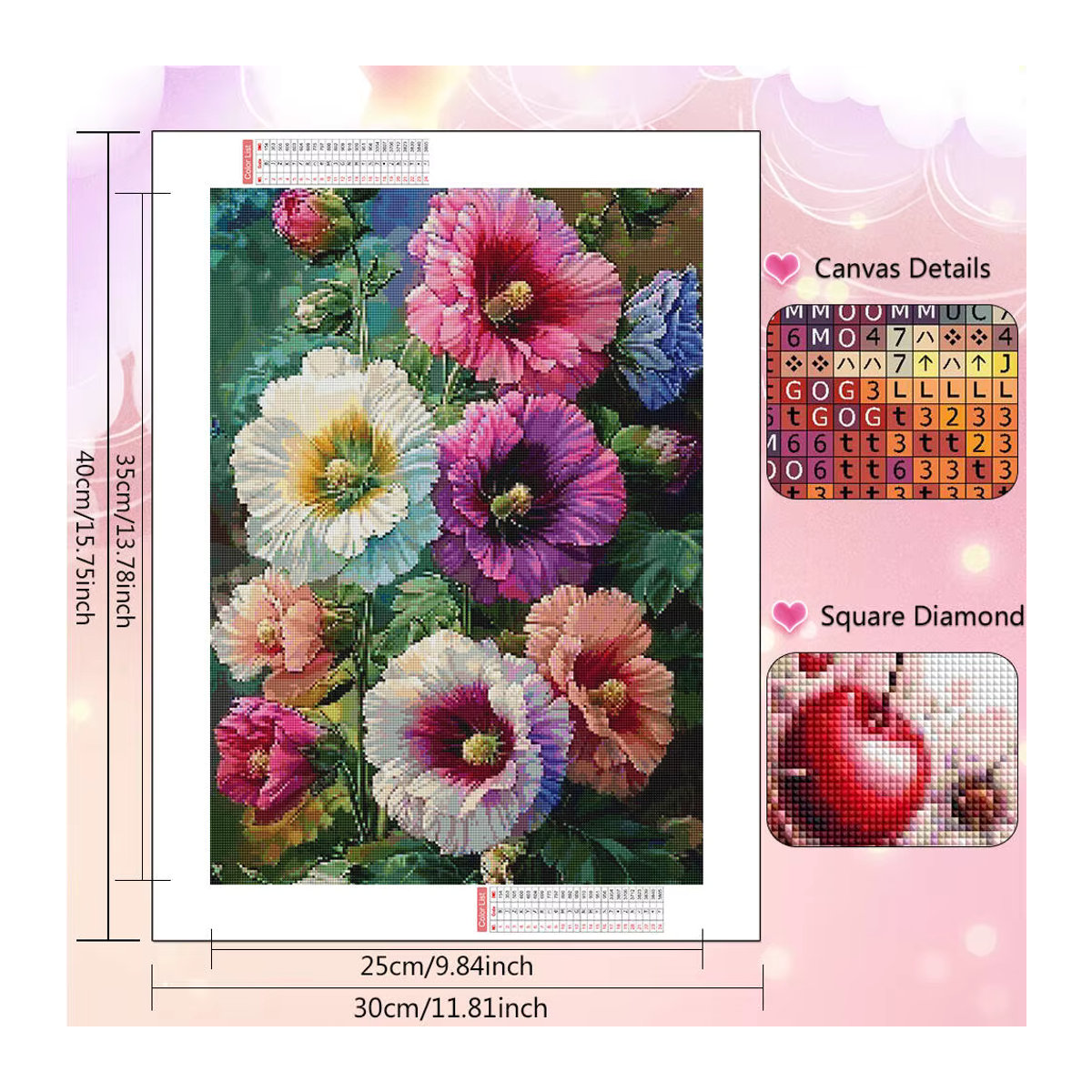 HUACAN 5D Diamant-Malerei-Set Mohnblume mit Frau, rund, mehrfarbig - Bild 2