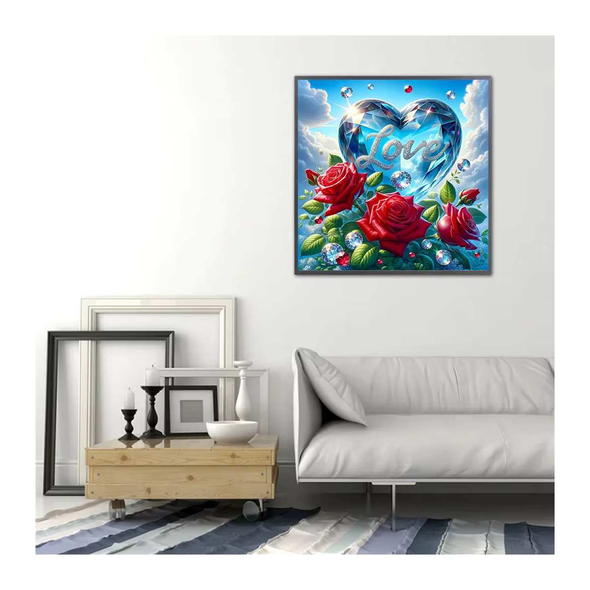 Huacan 5D-Diamantgemälde Herz und Rose als Wanddekoration in Mehrfarbig - Bild 3