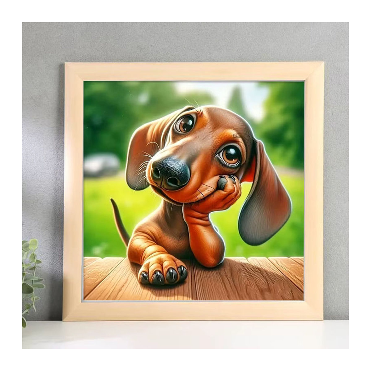 Huacan 5D DIY Diamantgemälde Hund als mehrfarbiges Tier-Mosaik mit runden Strasssteinen - Bild 1
