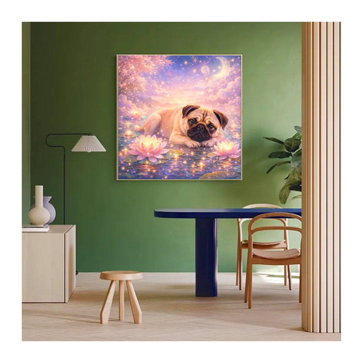 Huacan 5D DIY Diamantmalerei Set Hund und Lotus als mehrfarbiges Mosaik zur Wandmontage für deine Heimdekoration - Bild 3