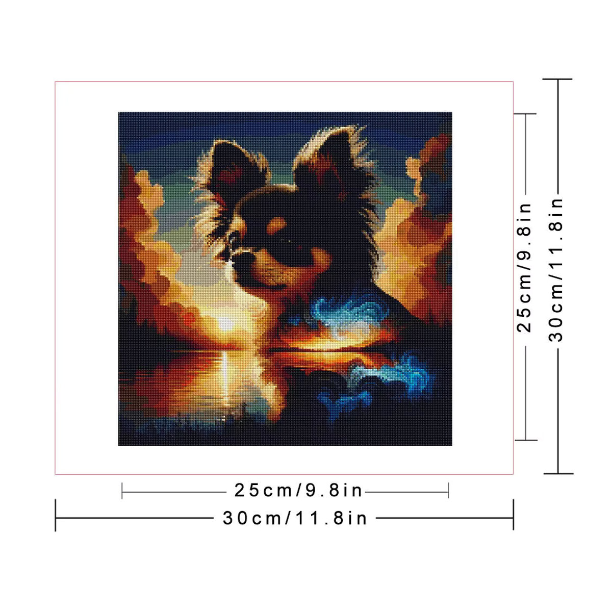 Huacan Diamant-Gemälde Hund in Tierlandschaft als rundes Diamant-Mosaik in Mehrfarbig zur Wandmontage - Bild 2
