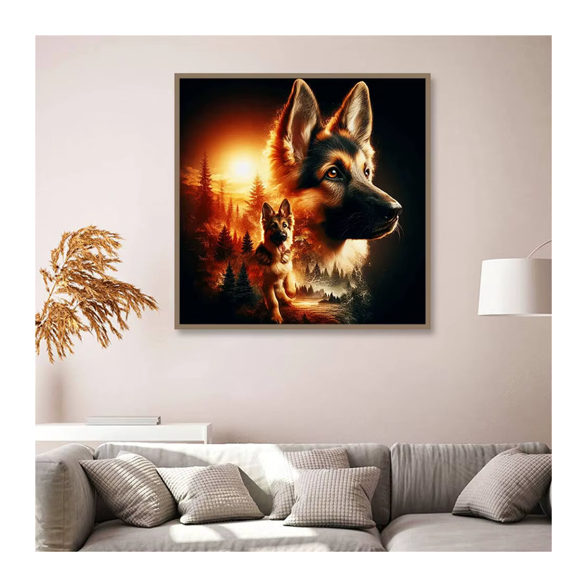 Huacan Diamant-Gemälde Hund in Tierlandschaft als rundes Diamant-Mosaik in Mehrfarbig zur Wandmontage - Bild 3