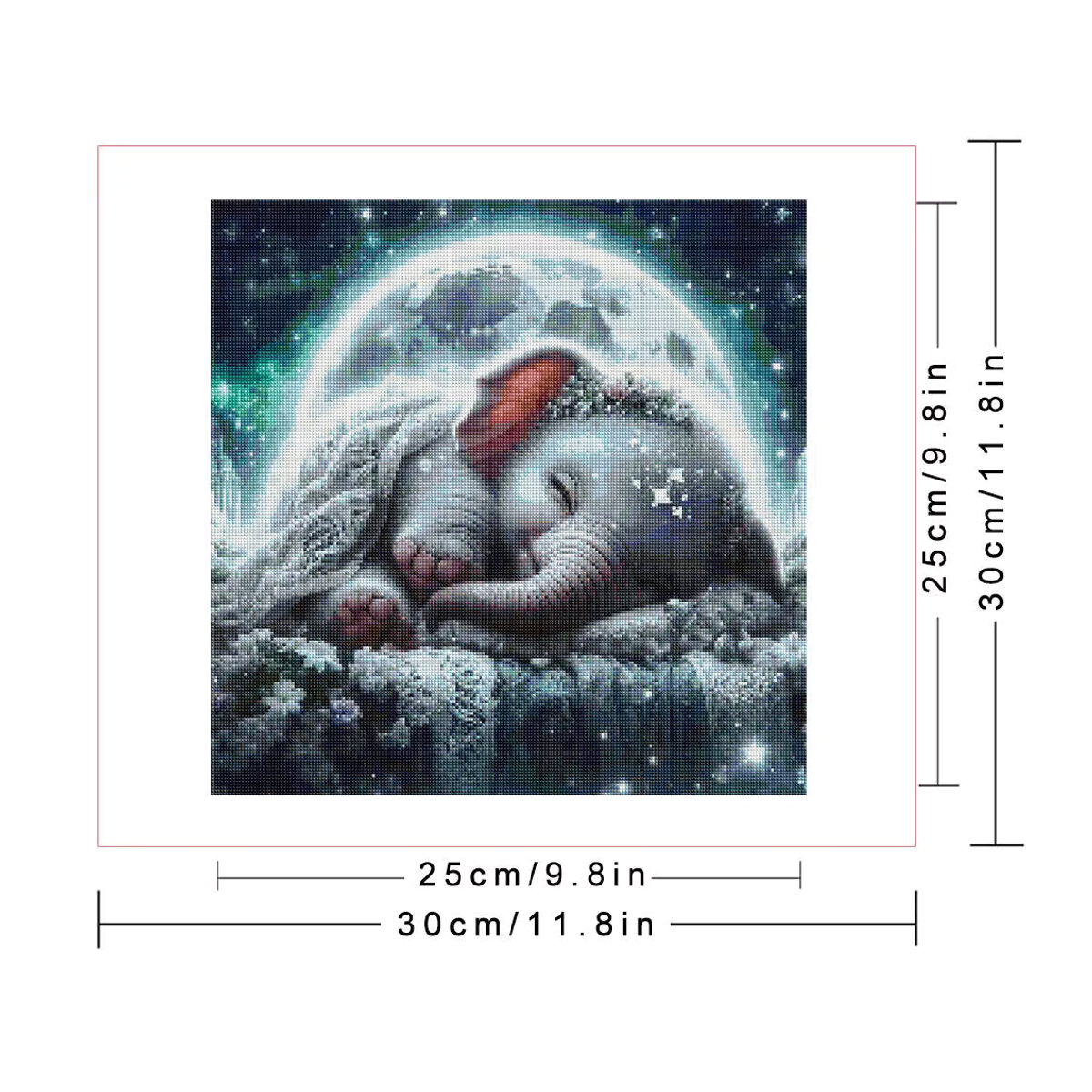 Huacan Diamant-Malerei Elefant und Mond als rundes Diamant-Mosaik in Mehrfarbig für deine Wandkunst - Bild 2