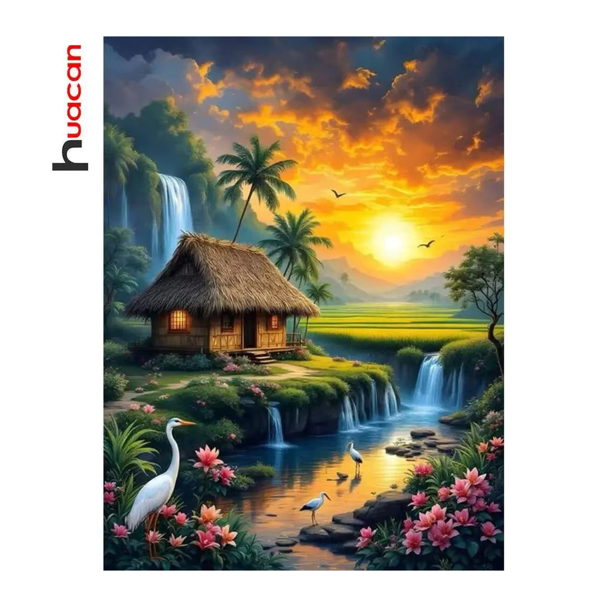 Huacan Diamant-Malerei Mosaik Set mit Landschaft und Tier in Mehrfarbig, quadratisch und rund - Bild 4