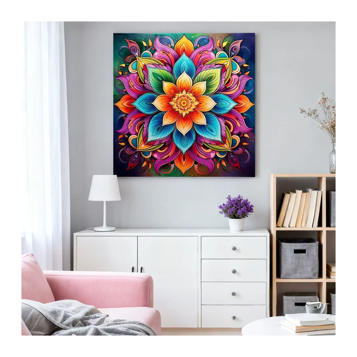 HUACAN Diamant-Malerei-Set Mandala-Blume in Rund, Mehrfarbig, Bohemian Wanddekoration für Erwachsene - Bild 3