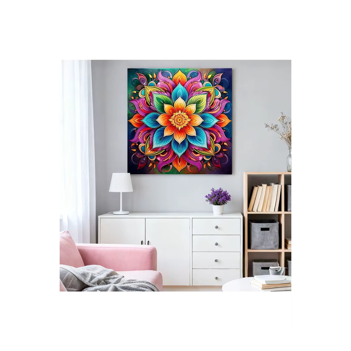 HUACAN Diamant-Malerei-Set Mandala-Blume in Rund, Mehrfarbig, Bohemian Wanddekoration für Erwachsene - Bild 5