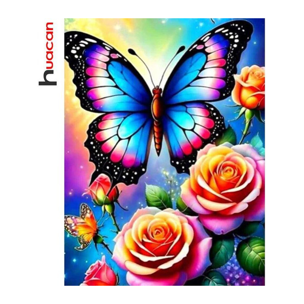 Huacan Diamant-Malerei-Set mit Schmetterling und Blumen, rund, mehrfarbig - Bild 1