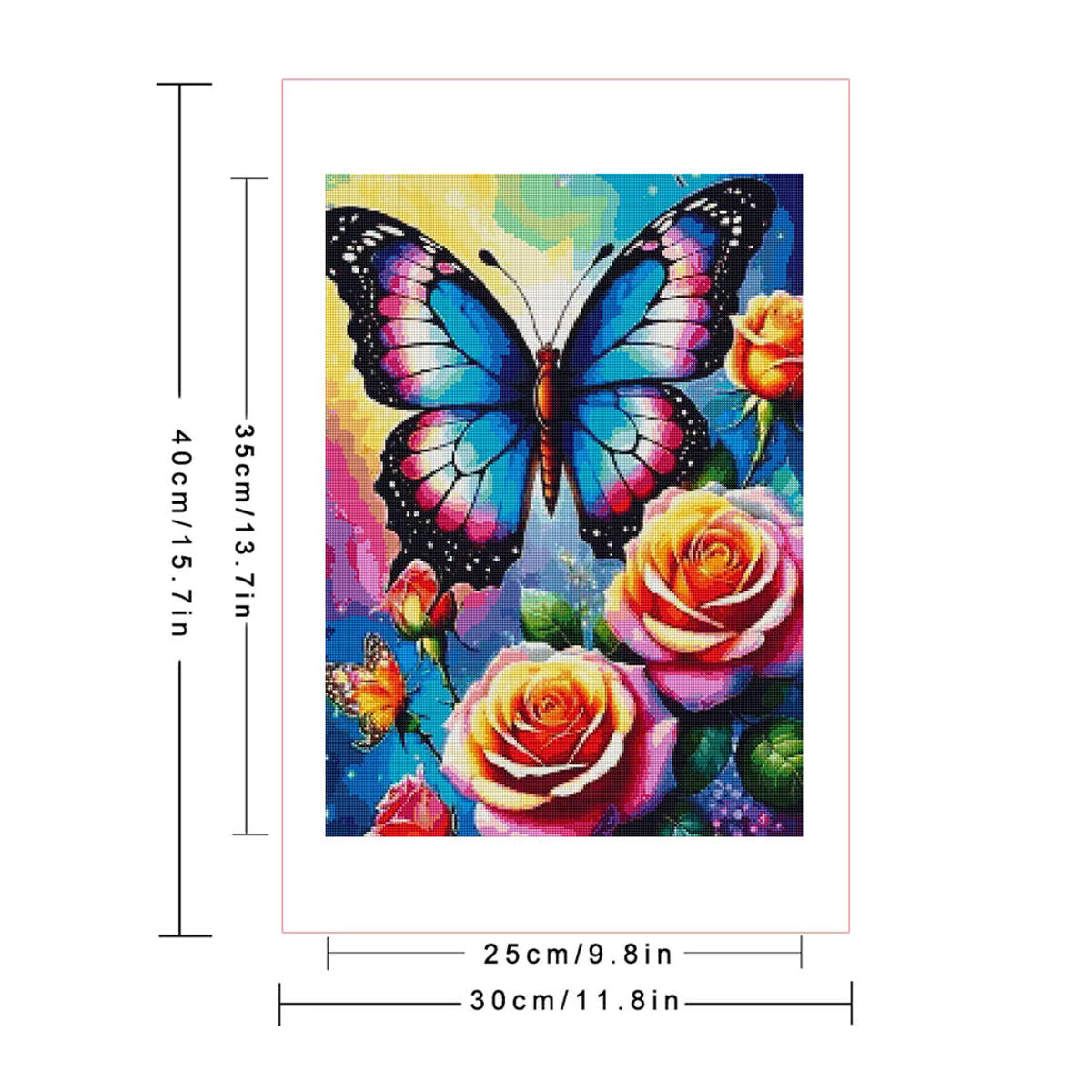 Huacan Diamant-Malerei-Set mit Schmetterling und Blumen, rund, mehrfarbig - Bild 2