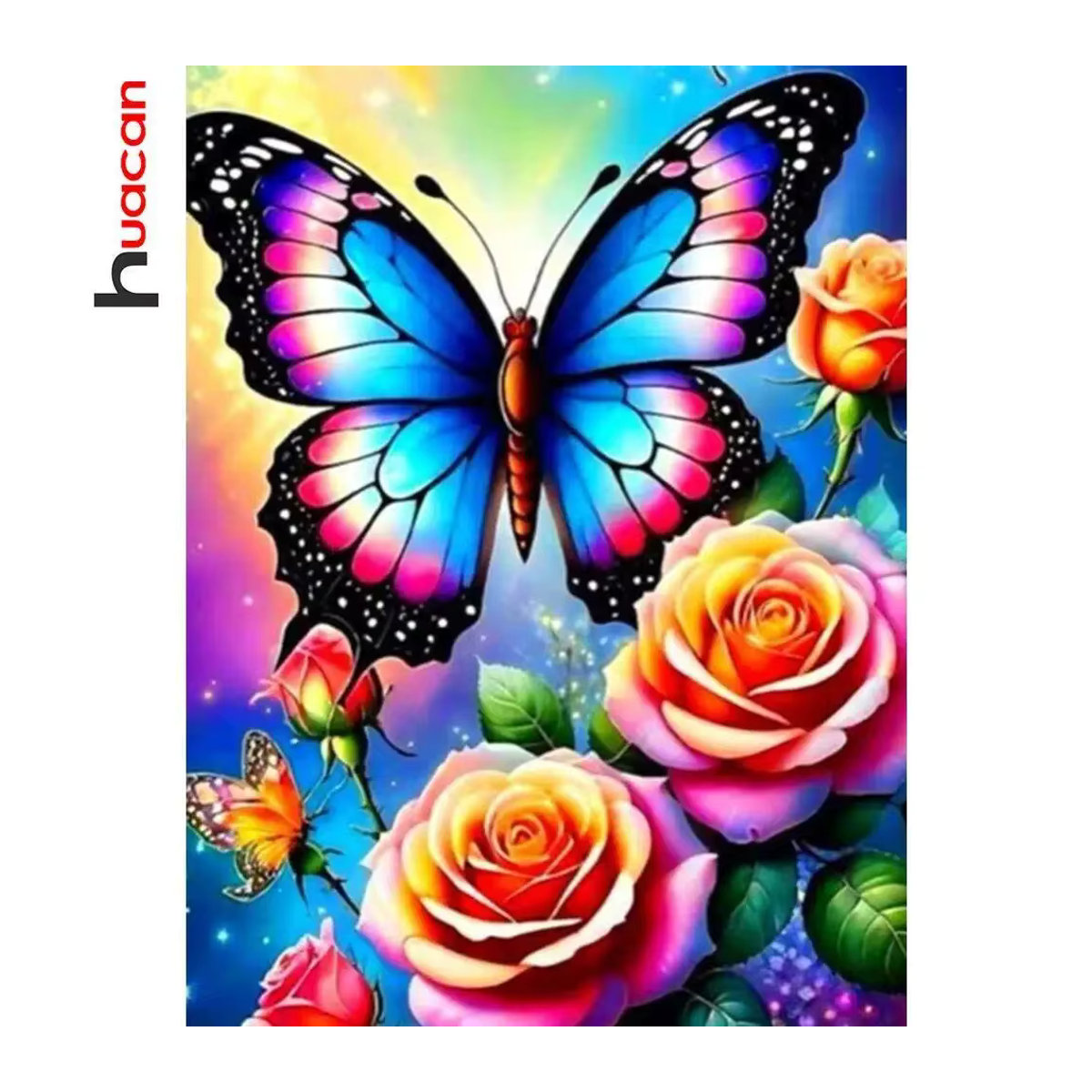 Huacan Diamant-Malerei-Set mit Schmetterling und Blumen, rund, mehrfarbig - Bild 4