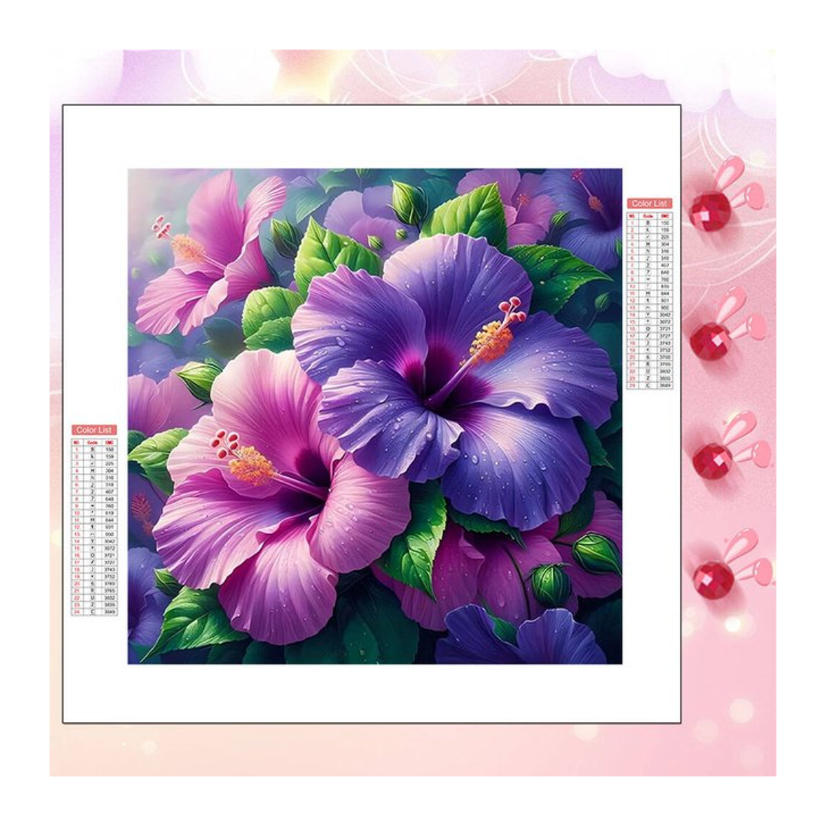 HUACAN Diamant-Malerei-Set Morning Glory Flower Rundes Diamant-Mosaik in Mehrfarbig - Bild 1