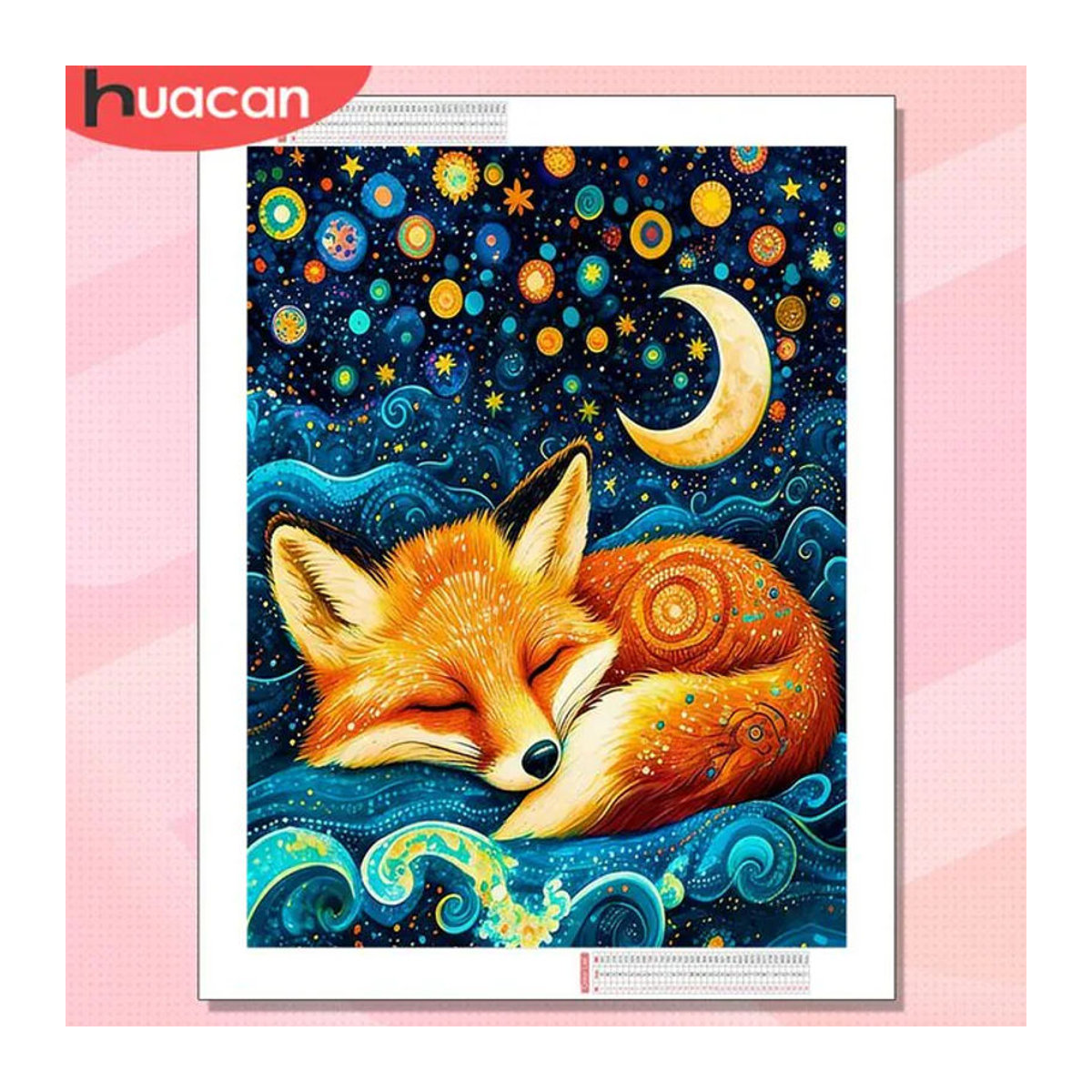 HUACAN Diamant-Mosaik Gemälde Fuchs mit Sternenhimmel und Mond, mehrfarbig, Rechteckig - Bild 1