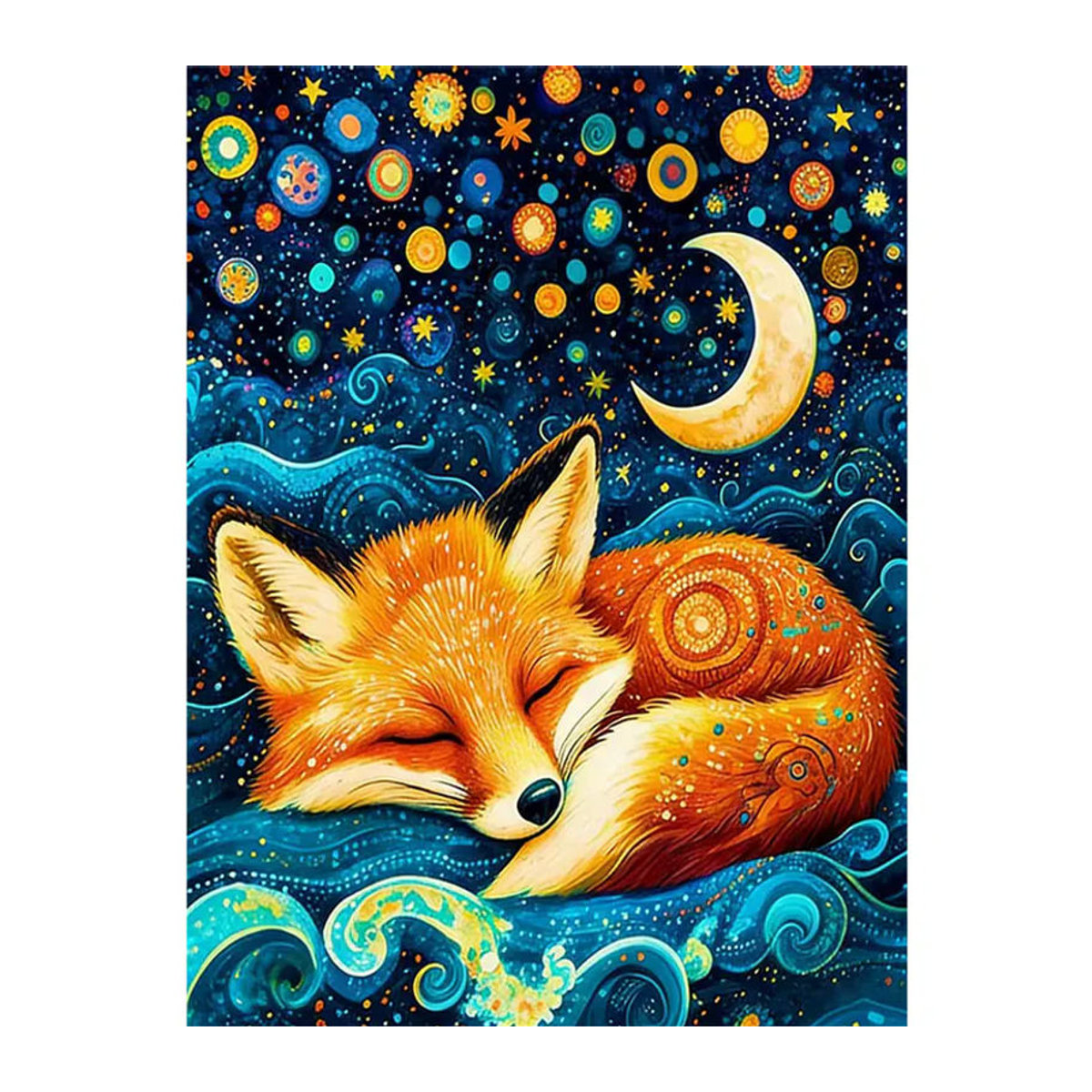 HUACAN Diamant-Mosaik Gemälde Fuchs mit Sternenhimmel und Mond, mehrfarbig, Rechteckig - Bild 4