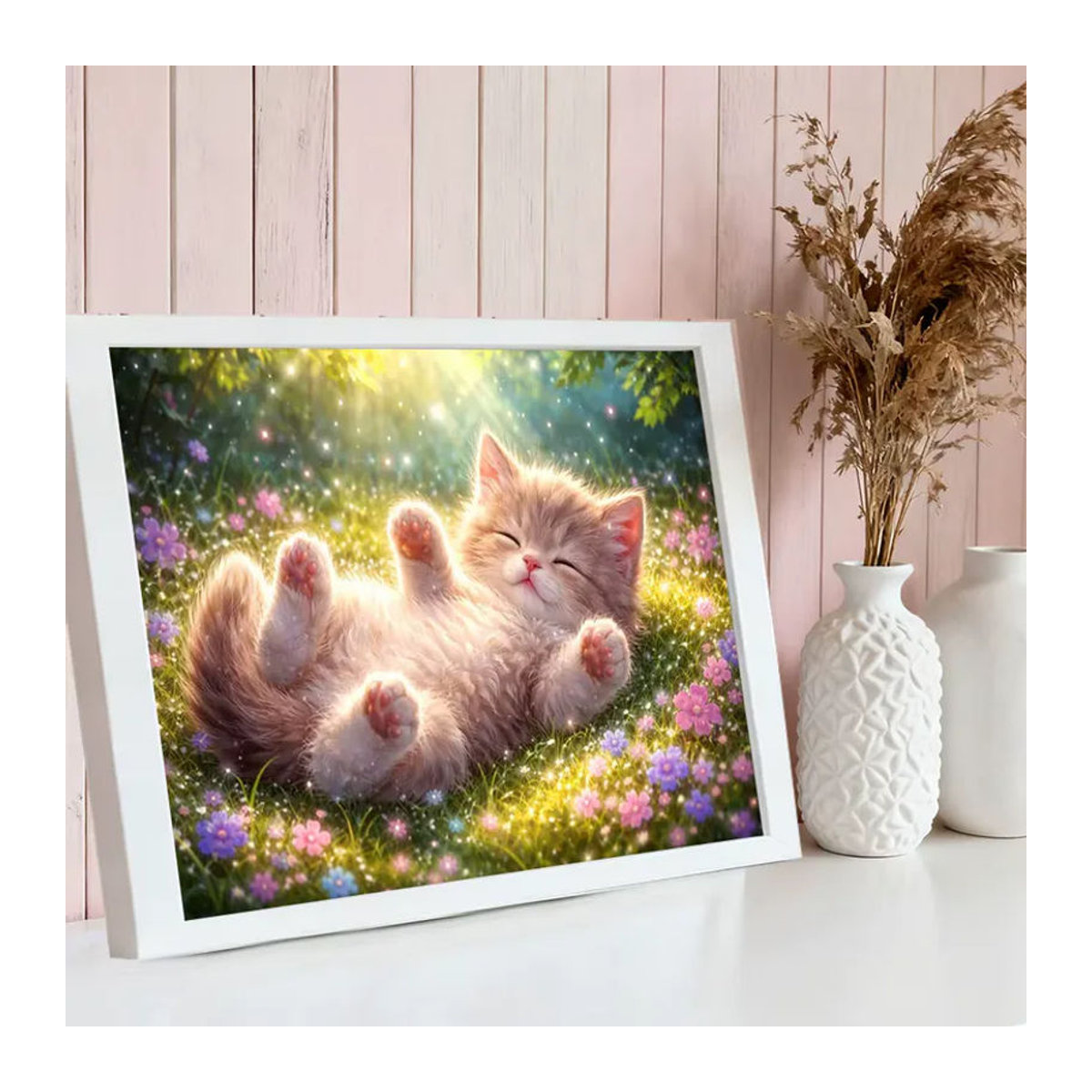 HUACAN Diamant-Mosaik Katzen-Tiermotiv als kreative Vollbohr-Diamantkunst Malerei in Mehrfarbig zur Heimwanddekoration - Bild 3