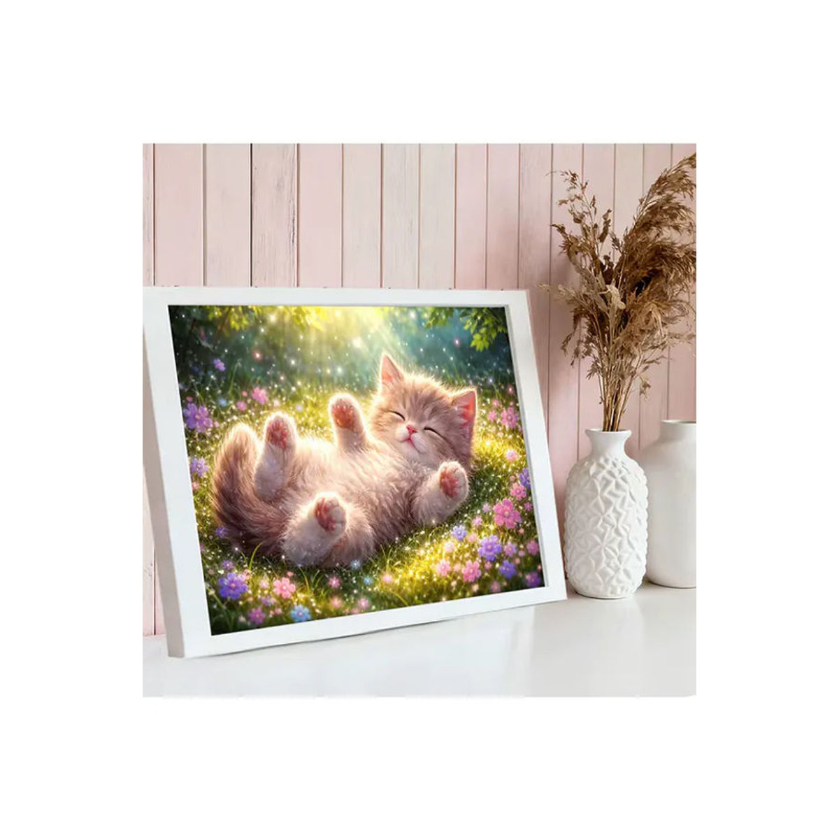 HUACAN Diamant-Mosaik Katzen-Tiermotiv als kreative Vollbohr-Diamantkunst Malerei in Mehrfarbig zur Heimwanddekoration - Bild 5