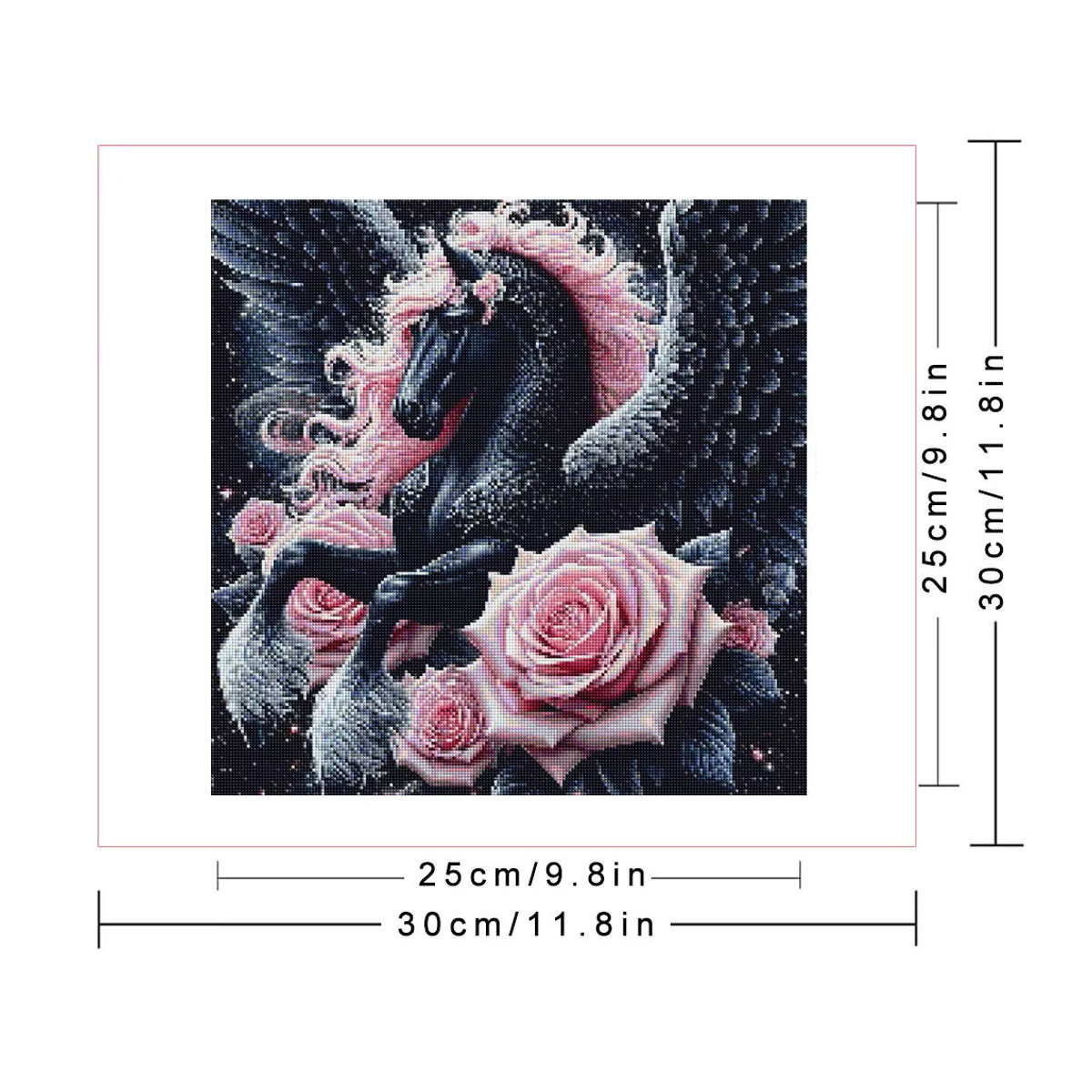 Huacan Diamant-Mosaik Kunst-Set mit Pferd und rosa Rosen in quadratischer Form zur Wanddekoration - Bild 2