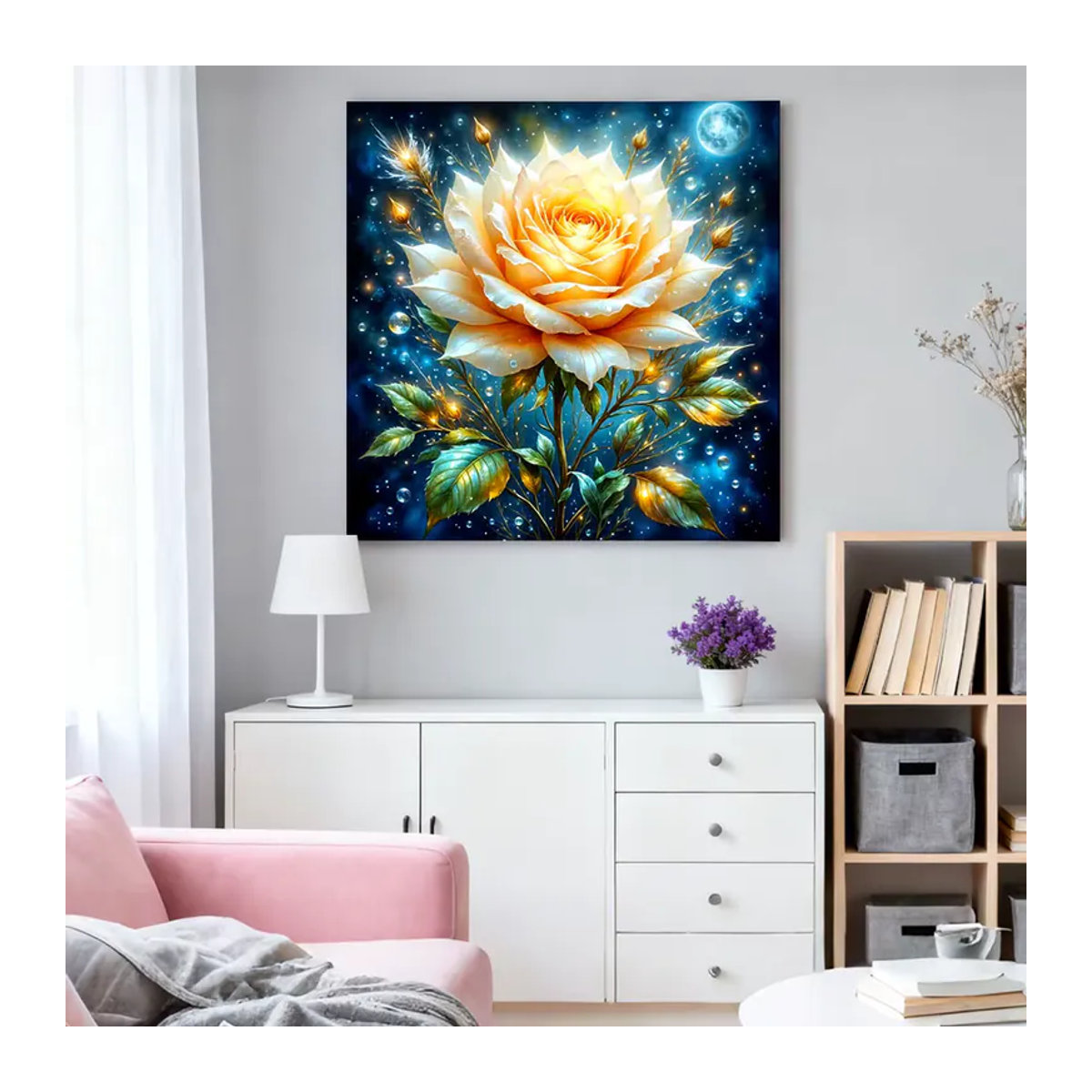 HUACAN Diamant-Mosaik Rosenblüte Wanddekoration in Mehrfarbig, Florales DIY-Set für Erwachsene - Bild 3