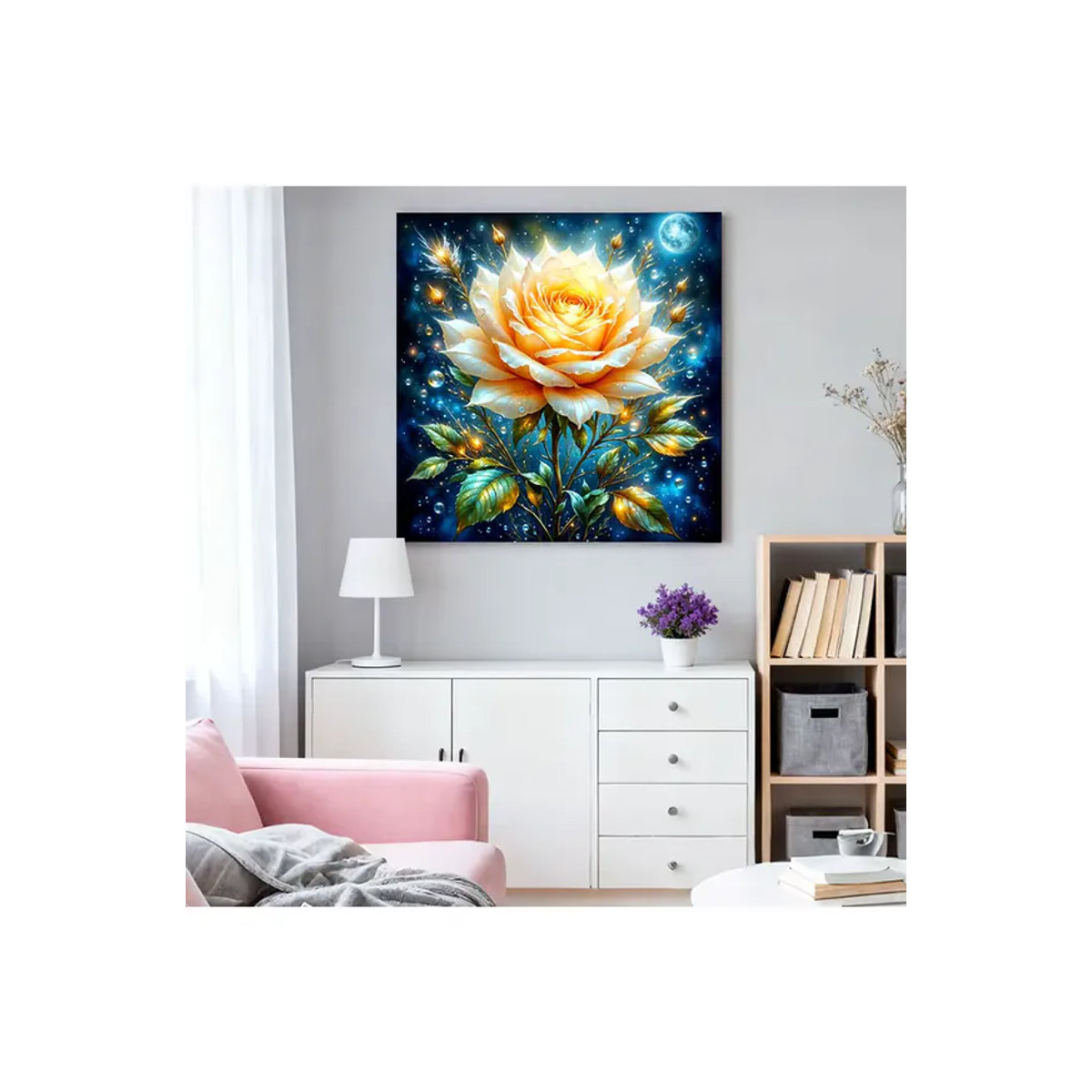HUACAN Diamant-Mosaik Rosenblüte Wanddekoration in Mehrfarbig, Florales DIY-Set für Erwachsene - Bild 6