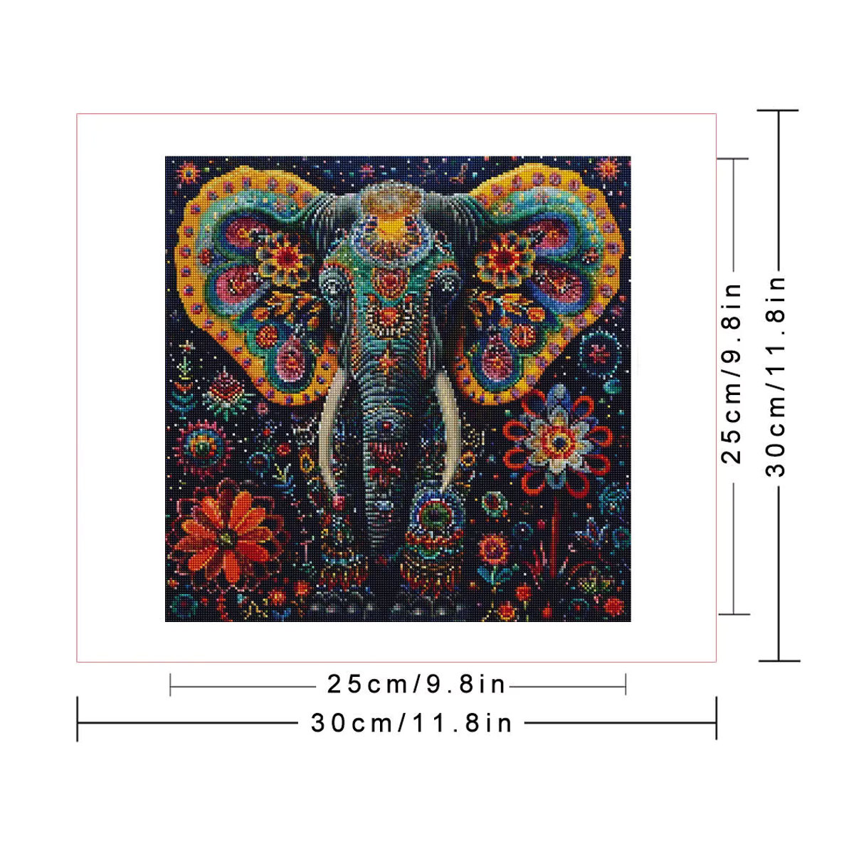 Huacan Diamant-Mosaik Set Elefant in mehrfarbigem Bohemian-Design zur Wanddekoration - Bild 2