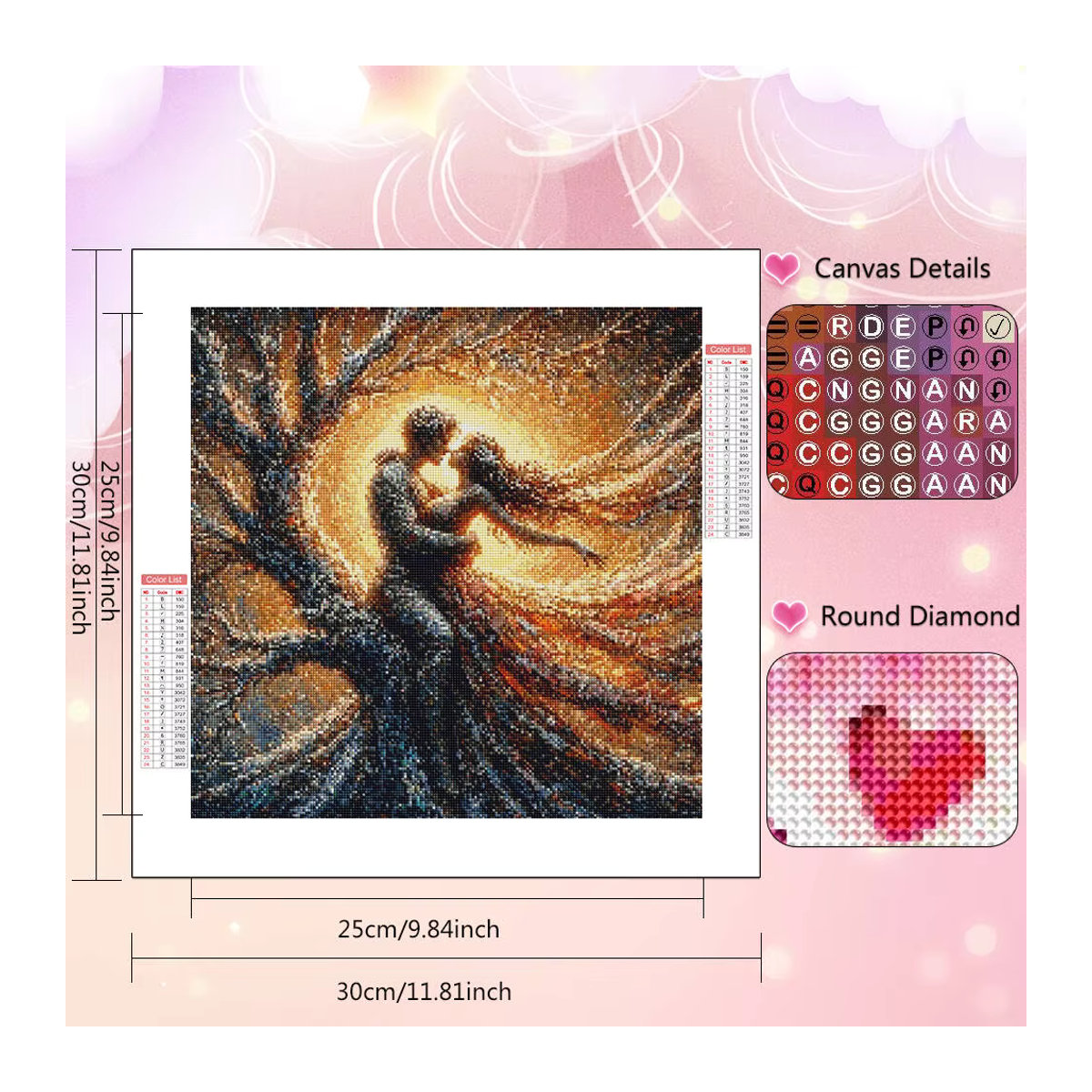 HUACAN Diamant-Mosaik Set für Damen und Herren mit Porträt, Baum und Landschaft in Mehrfarbig für moderne Wandmontage - Bild 2