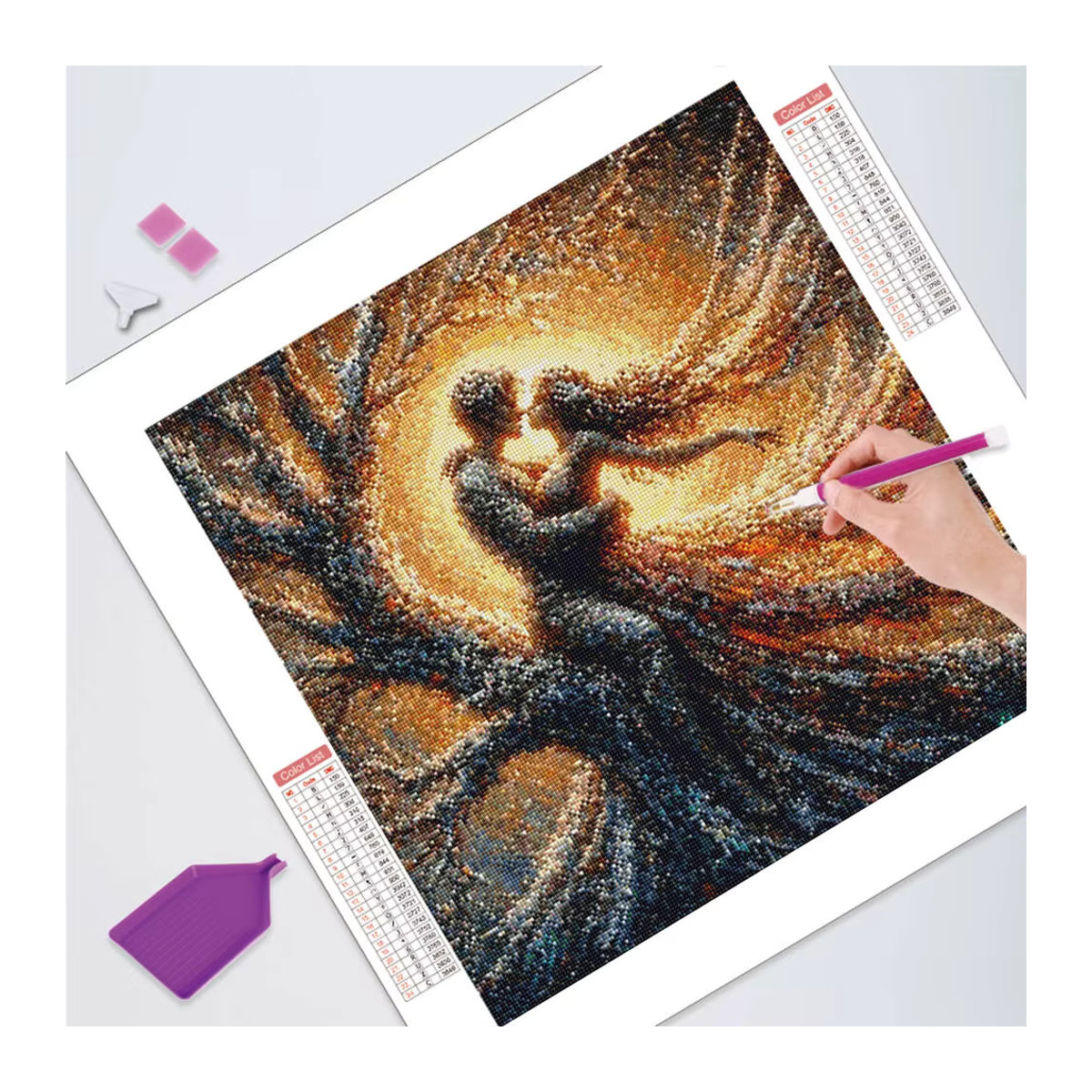HUACAN Diamant-Mosaik Set für Damen und Herren mit Porträt, Baum und Landschaft in Mehrfarbig für moderne Wandmontage - Bild 3